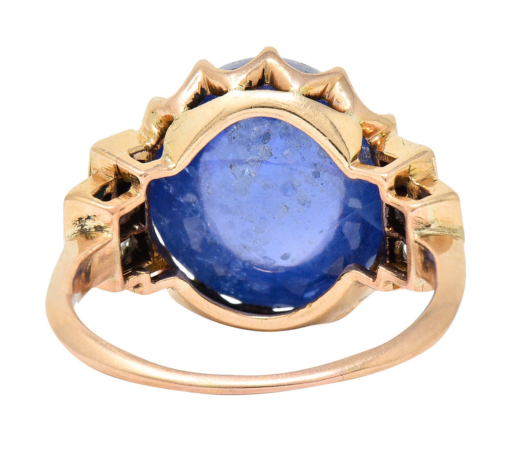 Victorian No Heat Ceylon 18.80 CTW Sapphire Diamond 14 Karat Rose Gold Ring GIARing - Wilson's Estate Jewelry