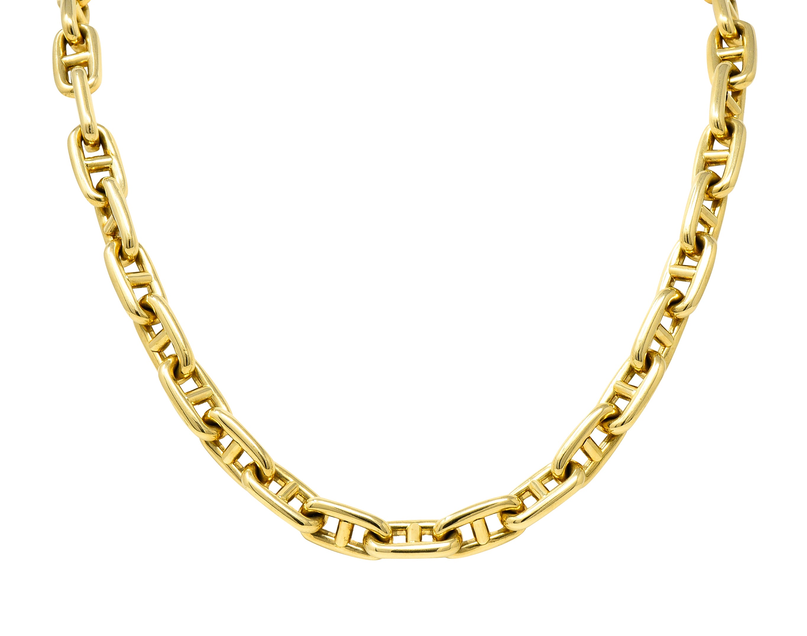 Substantial Vintage Bulgari 18 Karat Yellow Gold Italian Mariner Link Chain Necklace Wilson's Estate Jewelry