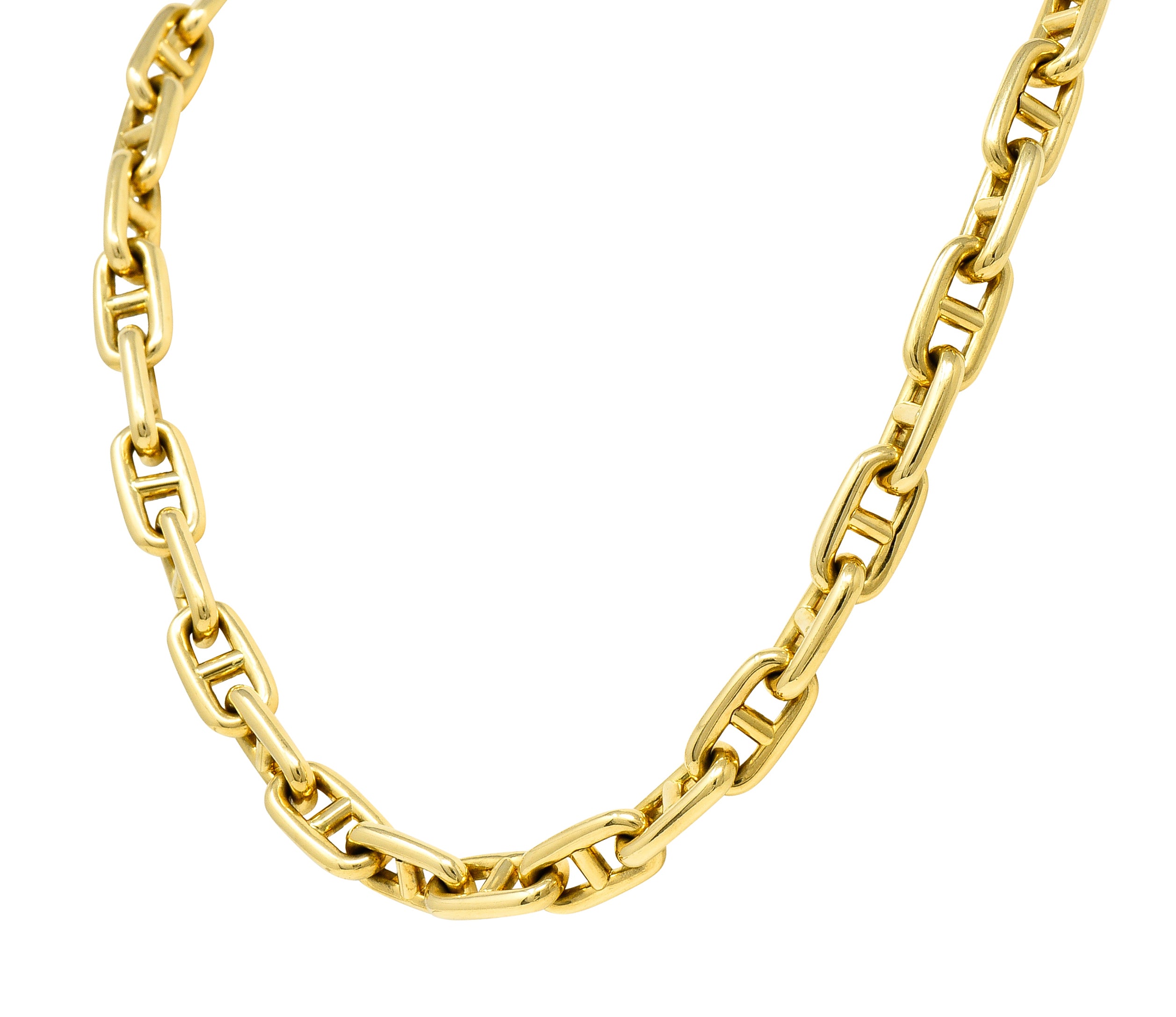 Substantial Vintage Bulgari 18 Karat Yellow Gold Italian Mariner Link Chain Necklace Wilson's Estate Jewelry