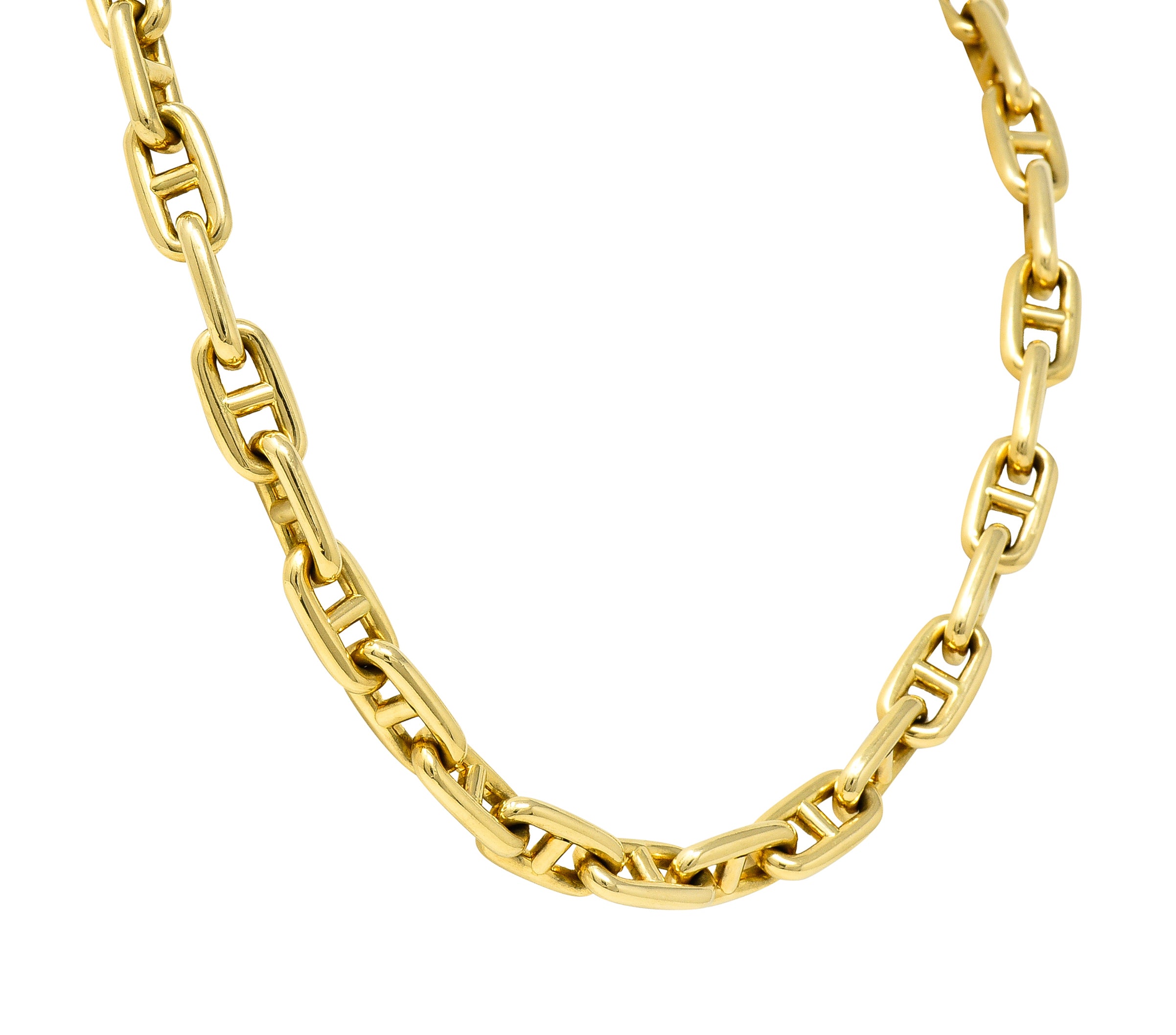 Substantial Vintage Bulgari 18 Karat Yellow Gold Italian Mariner Link Chain Necklace Wilson's Estate Jewelry