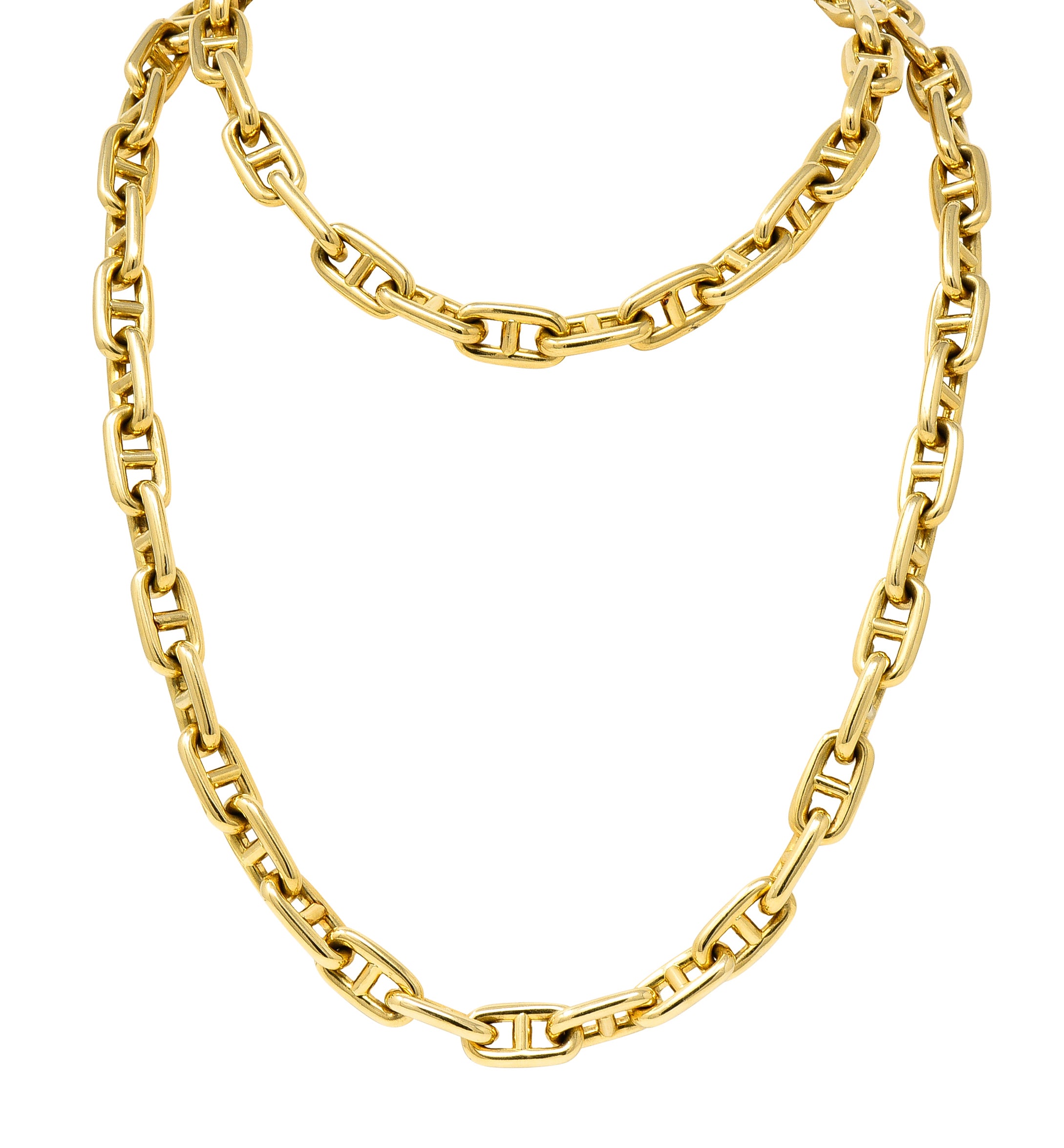 Substantial Vintage Bulgari 18 Karat Yellow Gold Italian Mariner Link Chain Necklace Wilson's Estate Jewelry