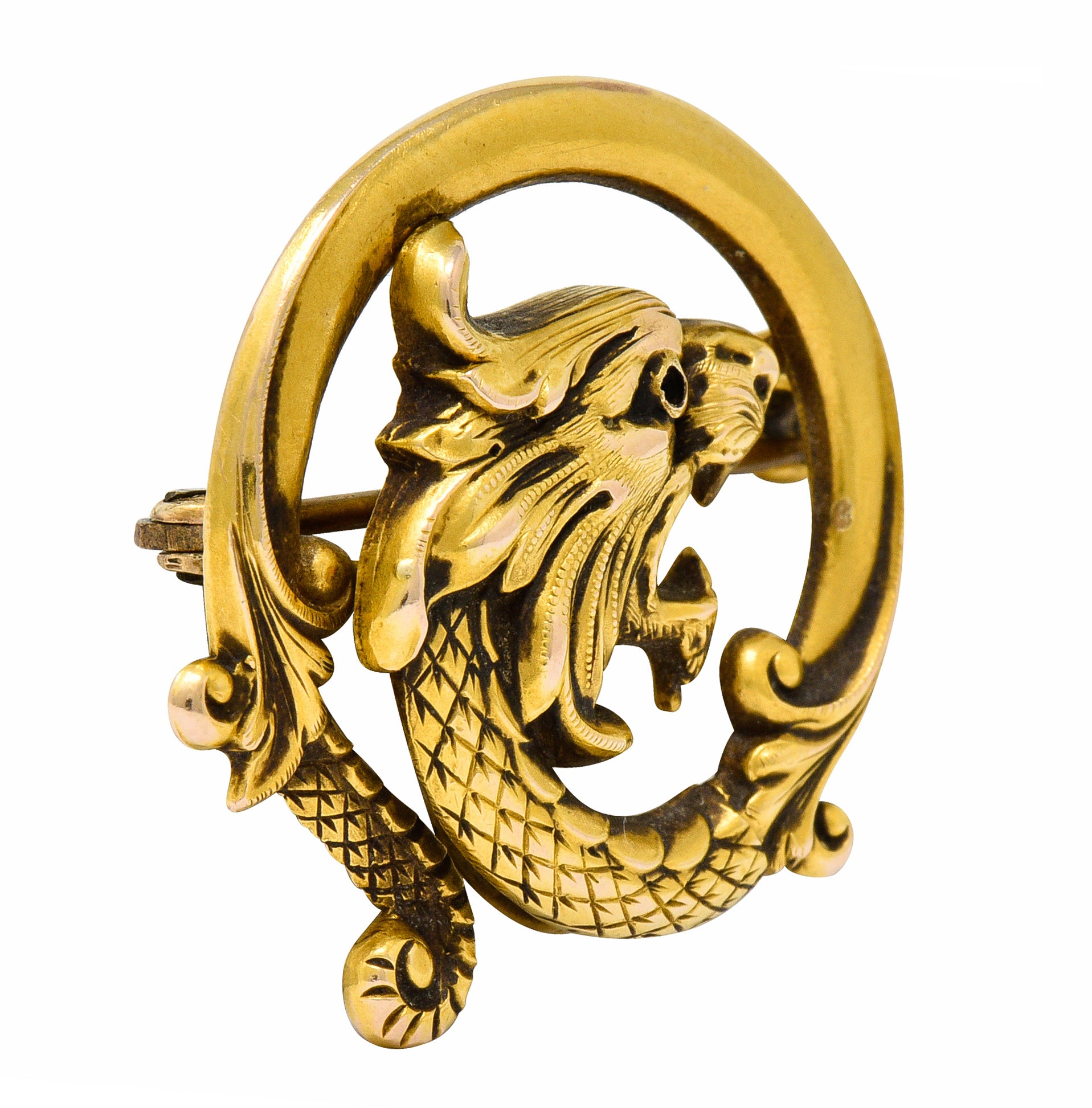 Carter & Gough Art Nouveau 14 Karat Gold Chimera BroochBrooch - Wilson's Estate Jewelry