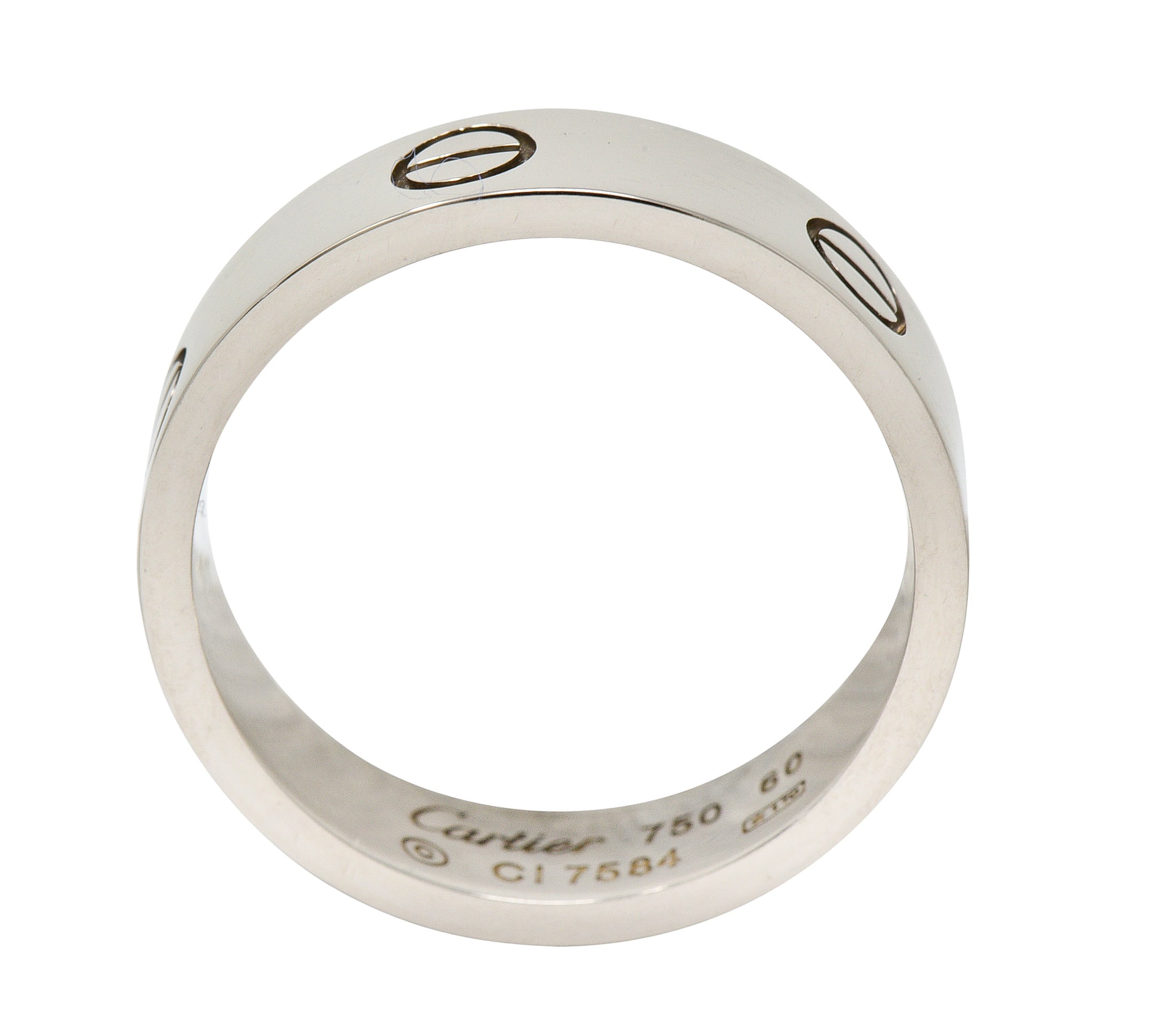 Cartier 18 Karat White Gold Unisex Vintage Love Band RingRing - Wilson's Estate Jewelry