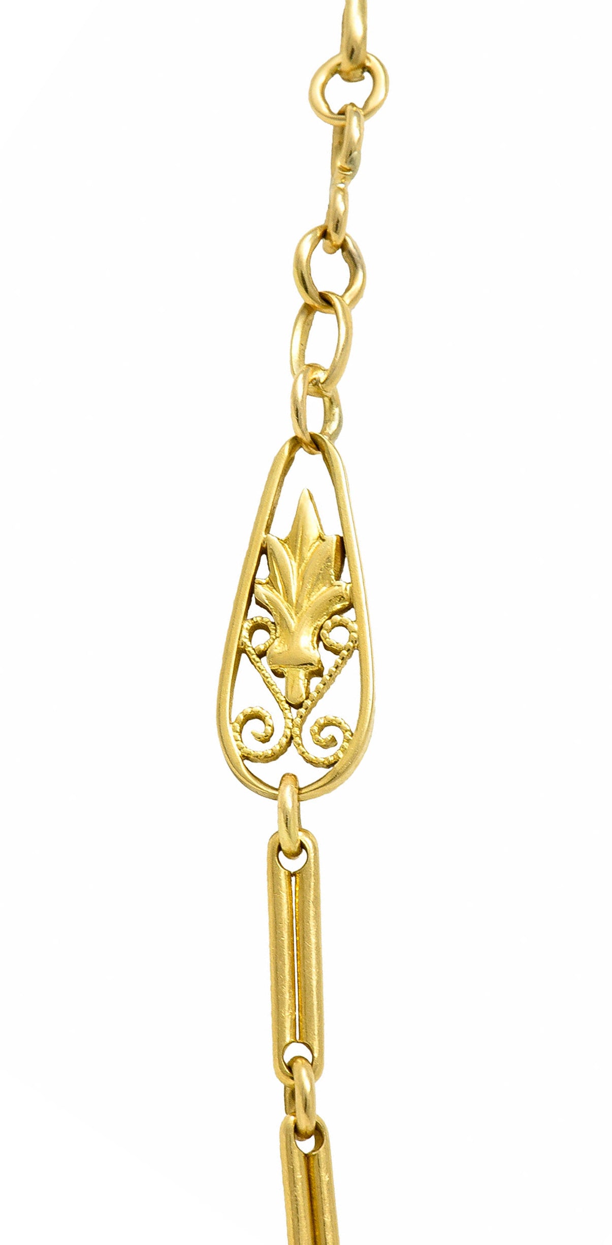 French Art Nouveau 18 Karat Gold Four Leaf Clover Foliate Link NecklaceNecklace - Wilson's Estate Jewelry