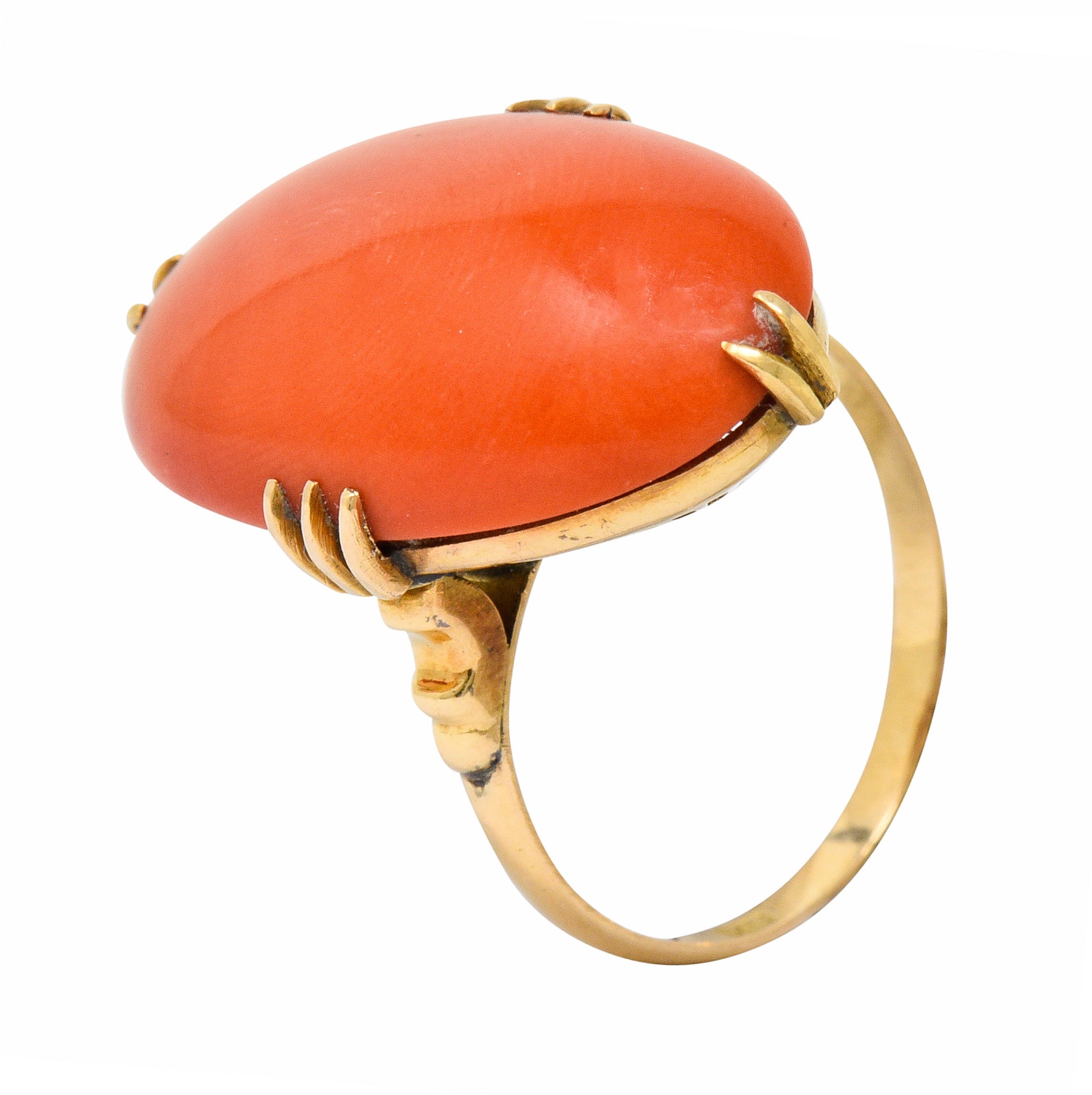 Victorian Coral Cabochon 18 Karat Gold Ring Circa 1900Ring - Wilson's Estate Jewelry