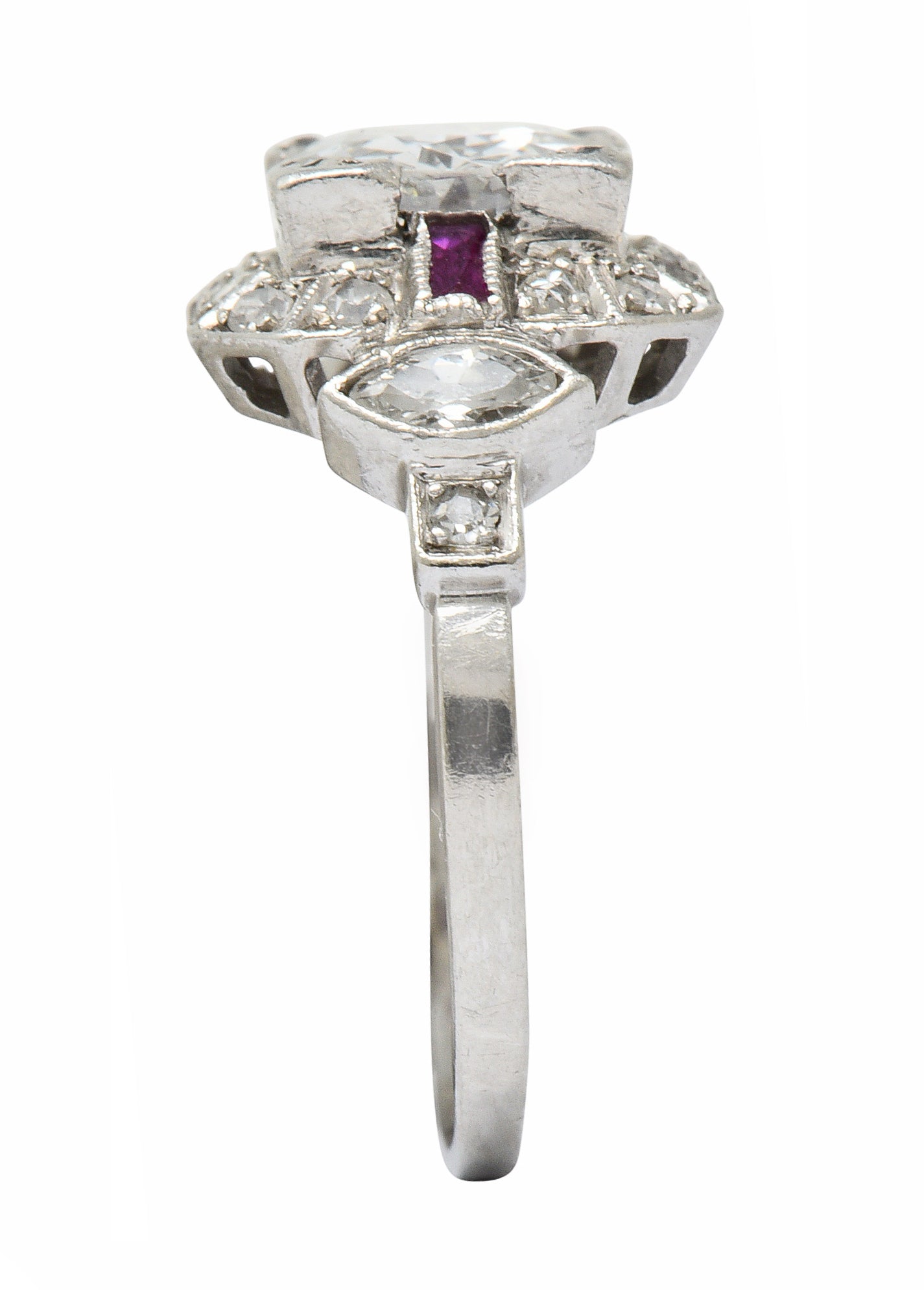 Art Deco 1.46 CTW Diamond Ruby Platinum Engagement RingRing - Wilson's Estate Jewelry