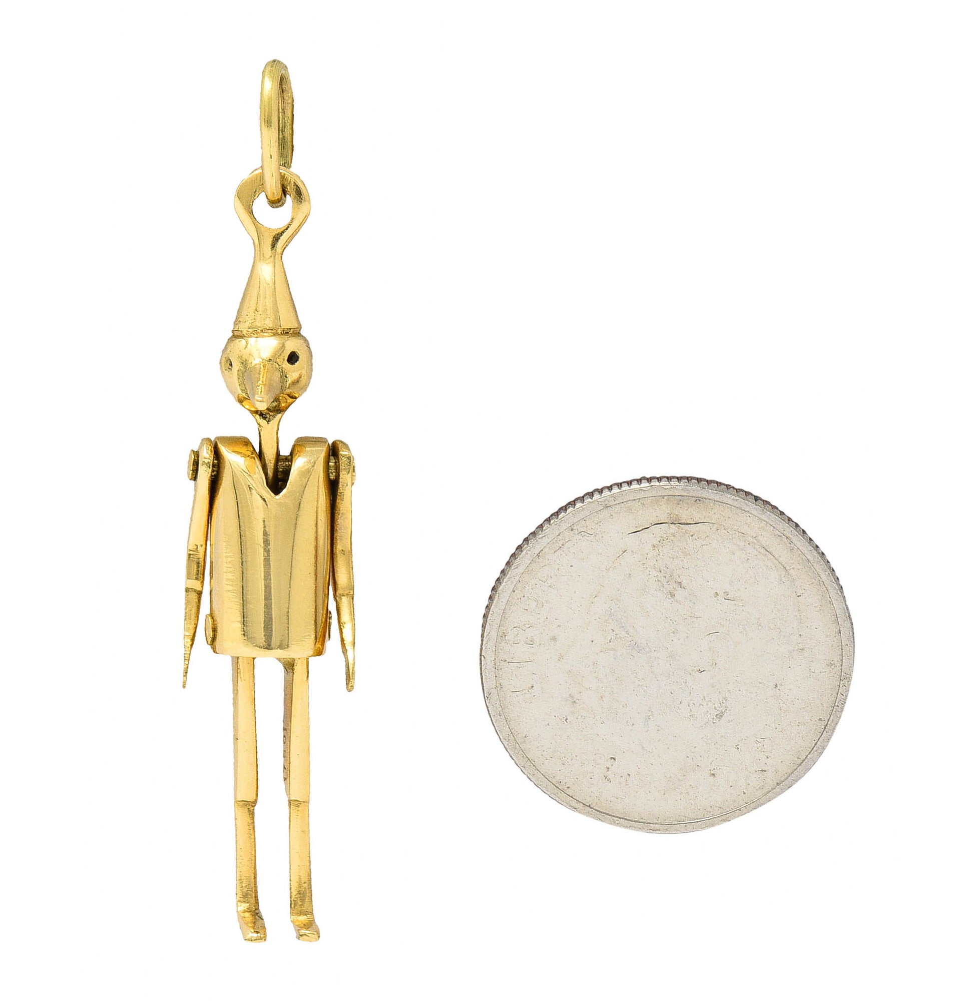 1940's Retro 18 Karat Gold Articulated Pinocchio Charmcharm - Wilson's Estate Jewelry