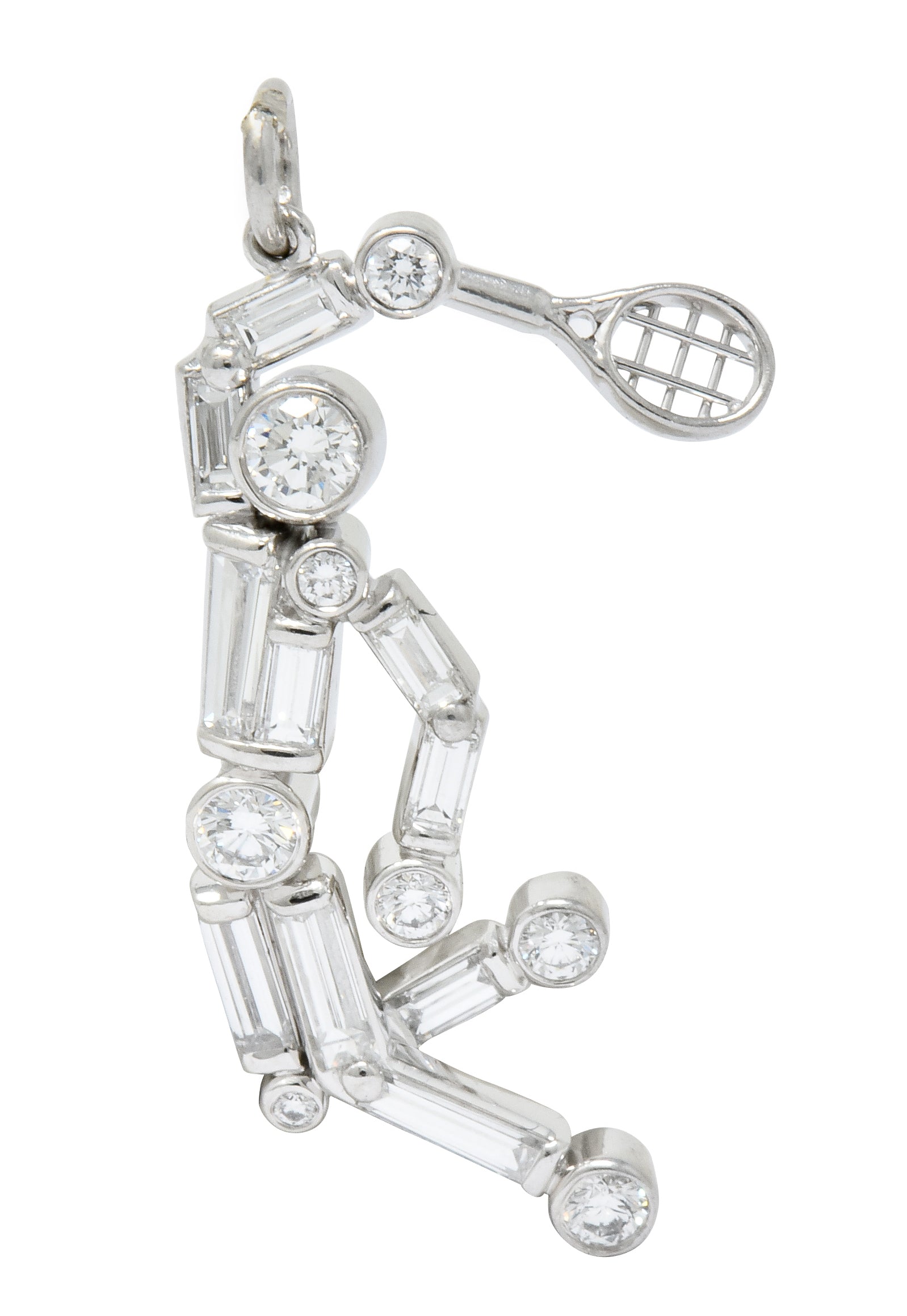 Vintage 0.90 CTW Diamond Platinum Tennis Player Charm - Wilson's Estate Jewelry