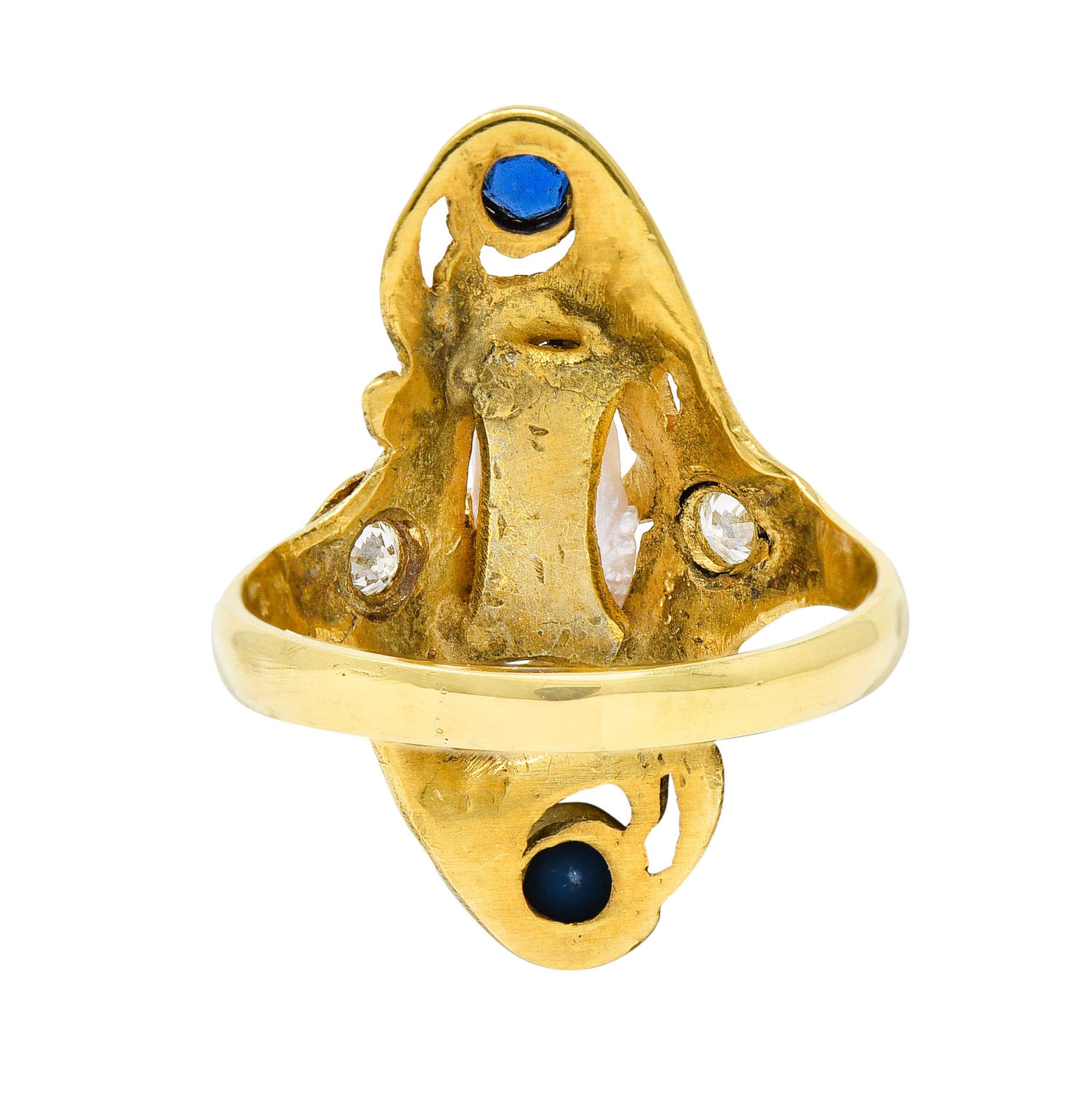 Art Nouveau Diamond Sapphire Pearl 14 Karat Gold RingRing - Wilson's Estate Jewelry