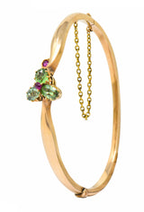 Retro Russian Demantoid Garnet Ruby 14 Karat Gold Bangle Braceletbracelet - Wilson's Estate Jewelry