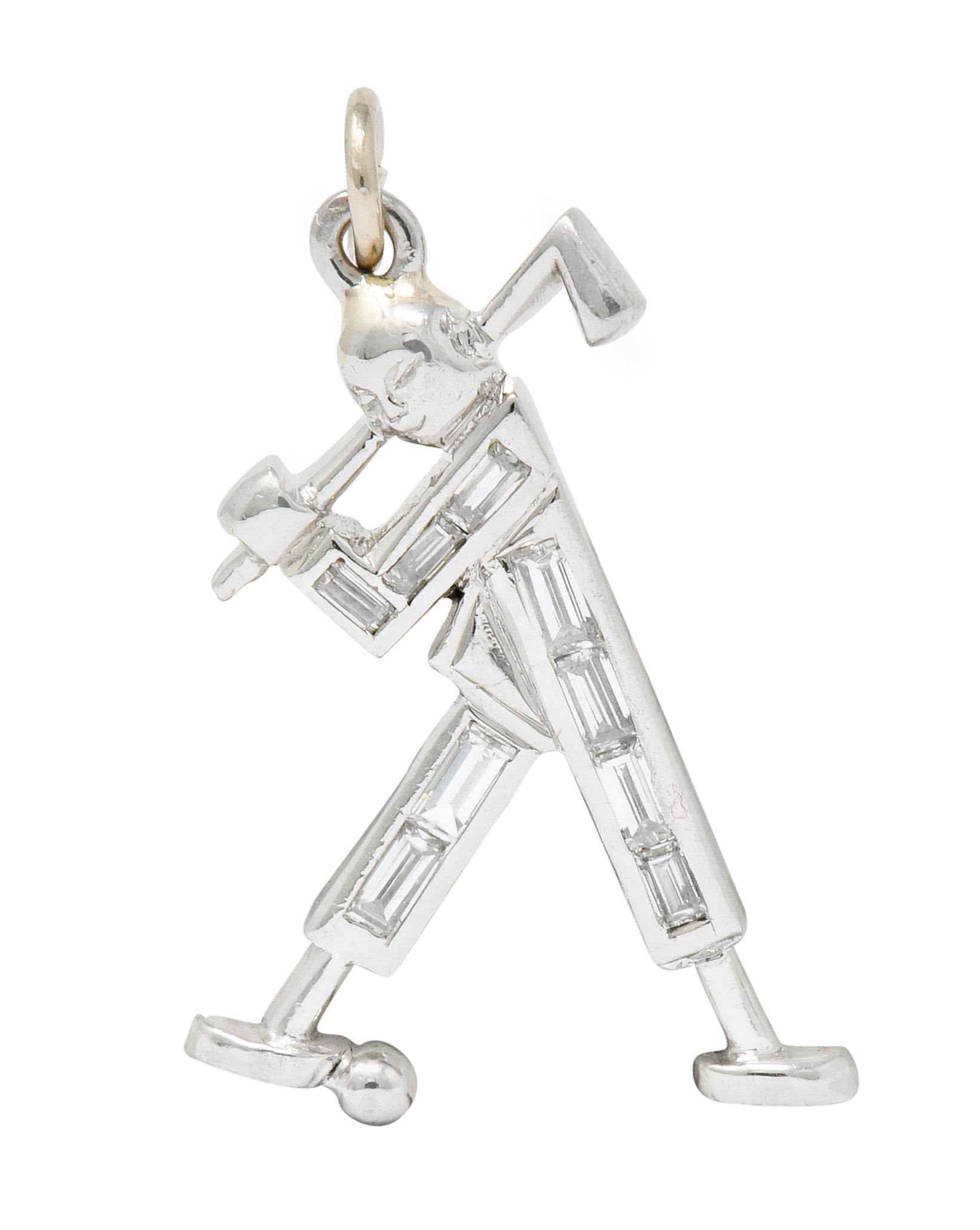 Vintage 0.50 CTW Diamond Platinum Golfer Charm Circa 1990 - Wilson's Estate Jewelry