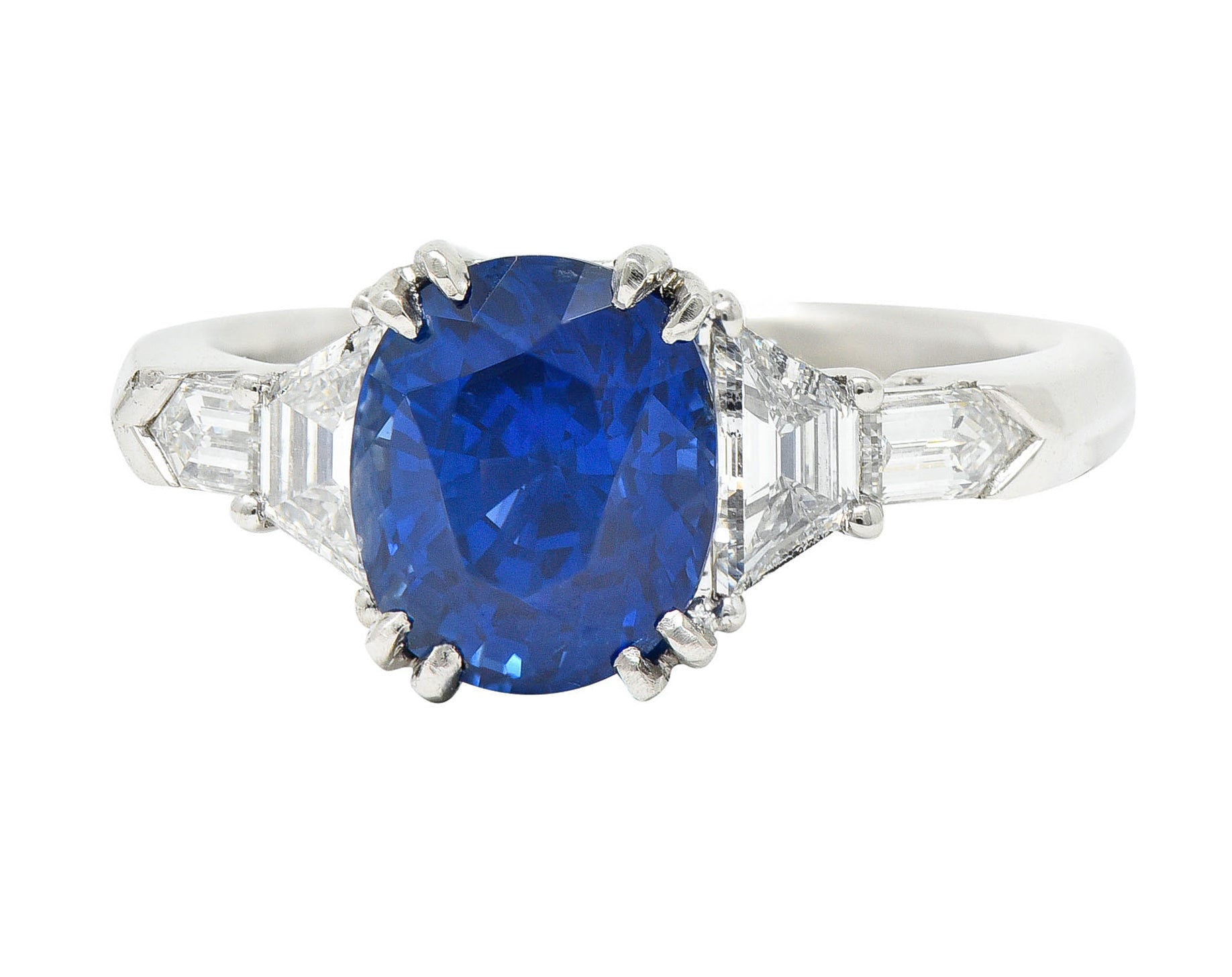 Contemporary 3.98 CTW Diamond Sapphire Platinum Gemstone RingRing - Wilson's Estate Jewelry