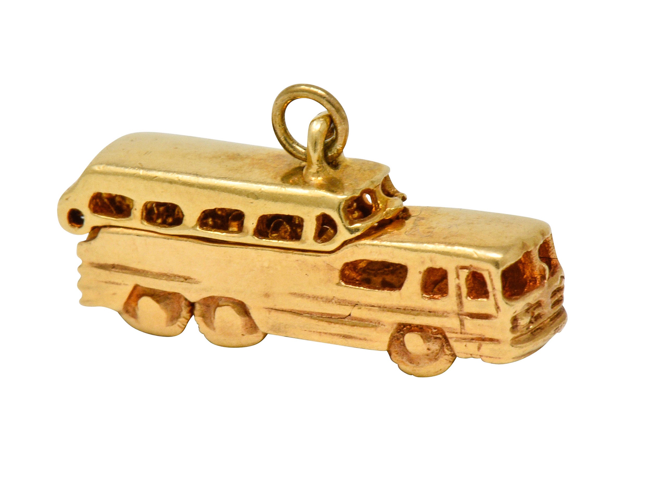 .11111 *1950's Mid-Century Articulated 14 Karat Gold Scenicruiser Greyhound Bus Charm - Wilson's Estate Jewelry