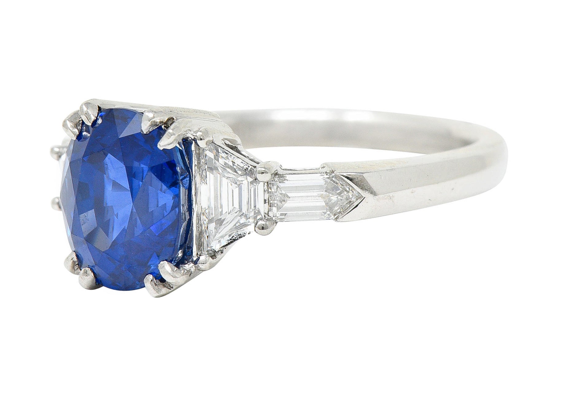 Contemporary 3.98 CTW Diamond Sapphire Platinum Gemstone RingRing - Wilson's Estate Jewelry