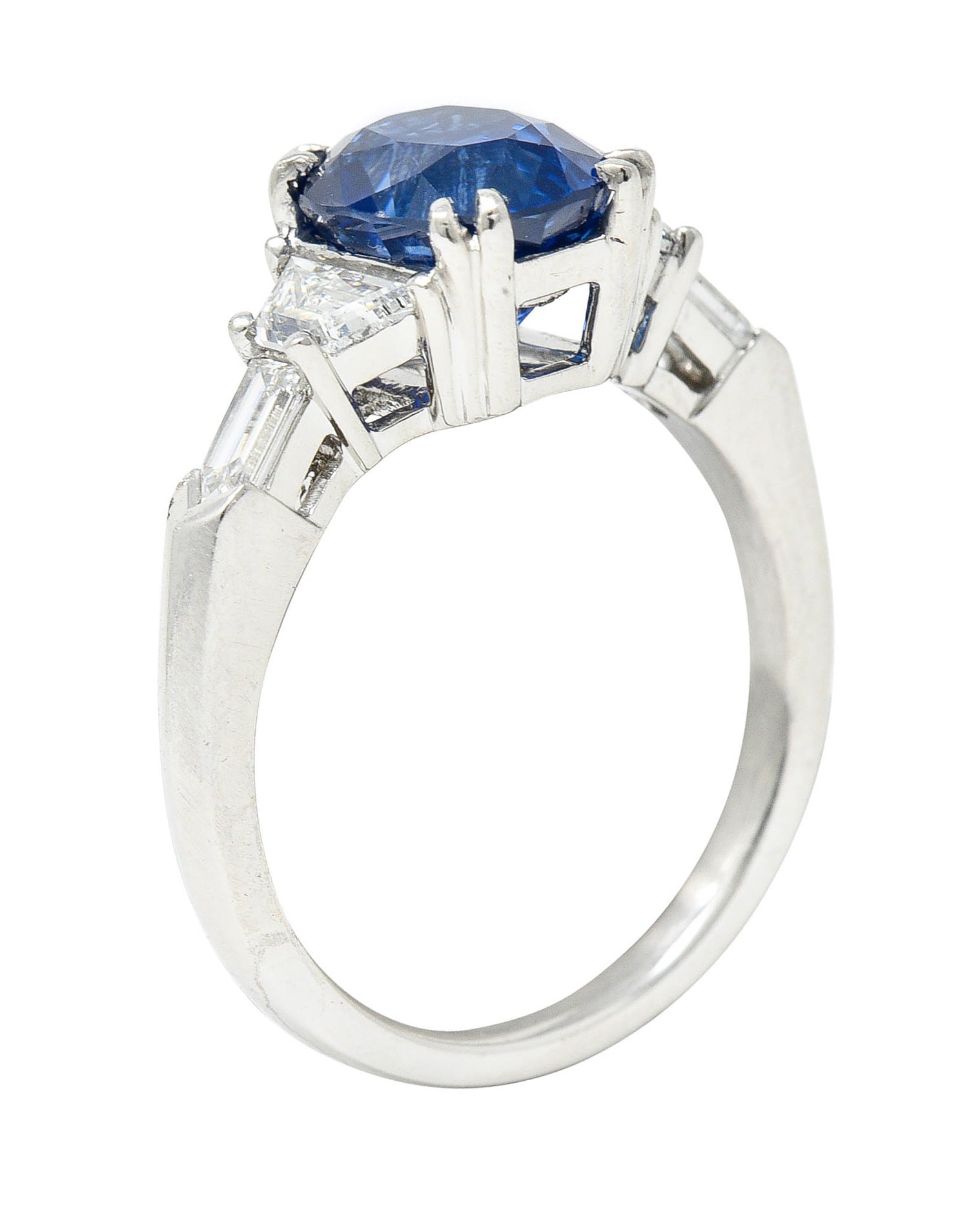 Contemporary 3.98 CTW Diamond Sapphire Platinum Gemstone RingRing - Wilson's Estate Jewelry