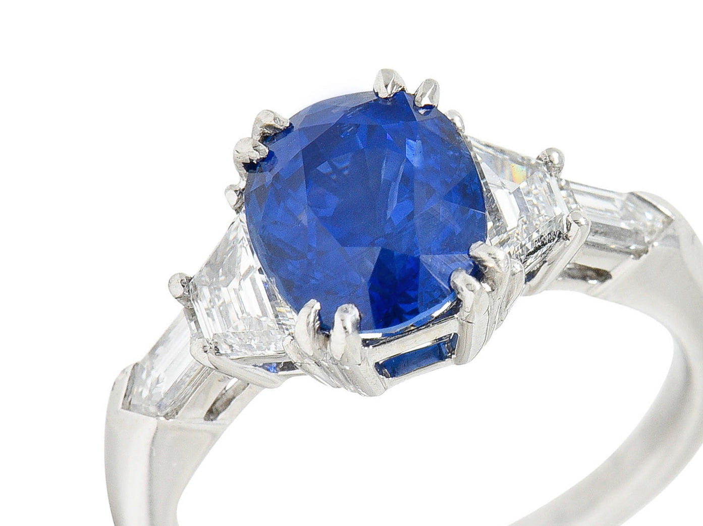 Contemporary 3.98 CTW Diamond Sapphire Platinum Gemstone RingRing - Wilson's Estate Jewelry