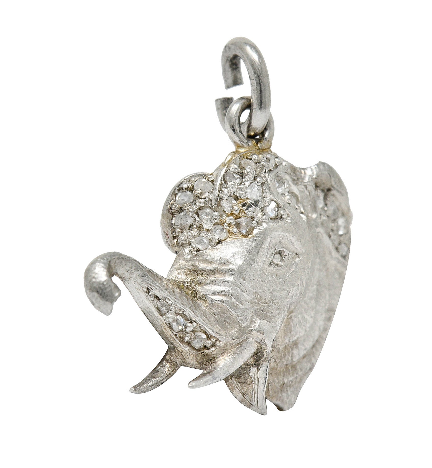 1920's Art Deco Pave Diamond Platinum Elephant Charmcharm - Wilson's Estate Jewelry