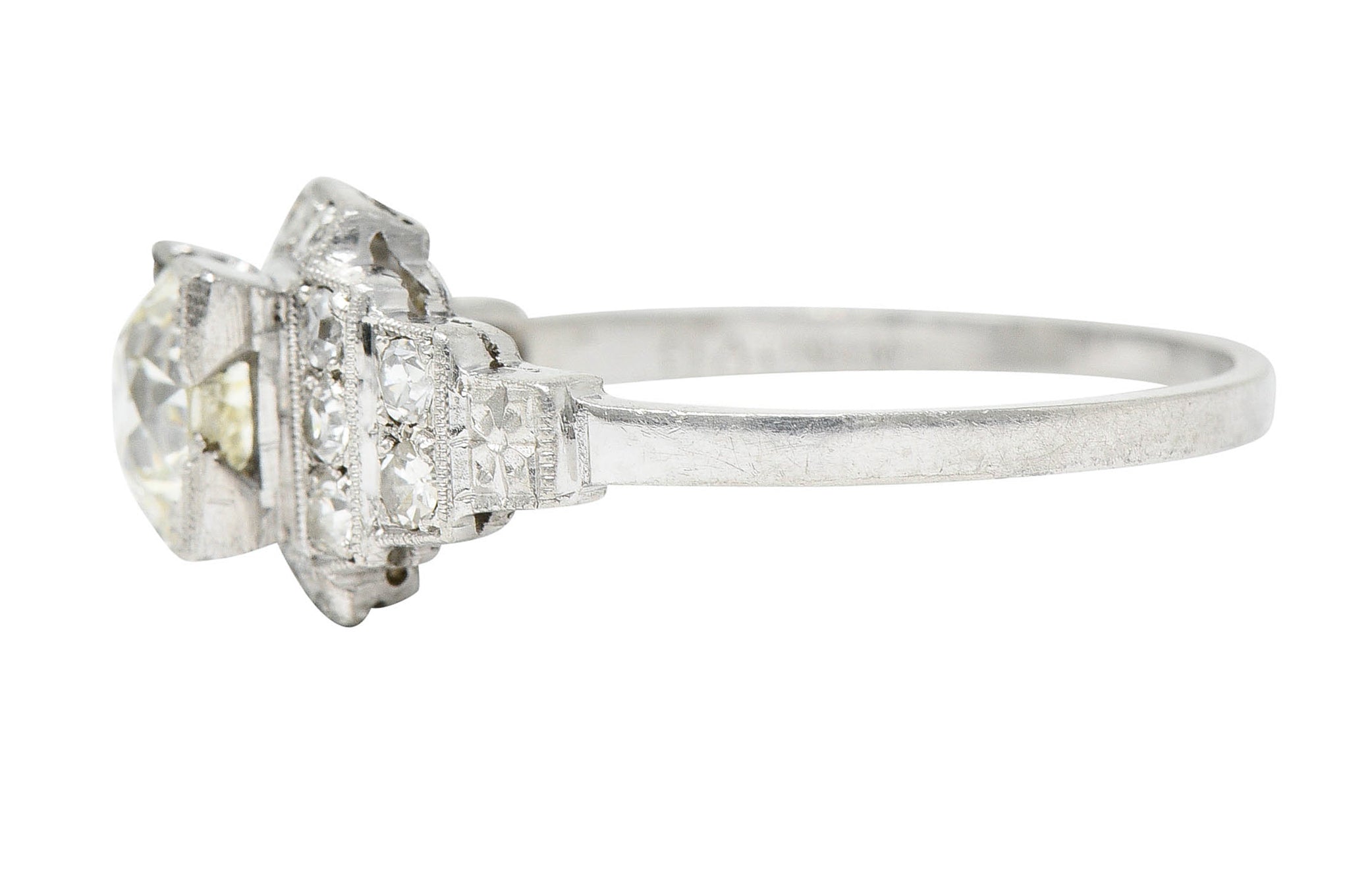 Art Deco 1.62 CTW Diamond Platinum Stepped Engagement RingRing - Wilson's Estate Jewelry