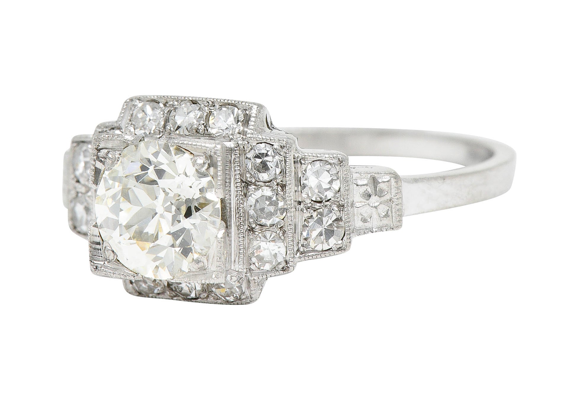 Art Deco 1.62 CTW Diamond Platinum Stepped Engagement RingRing - Wilson's Estate Jewelry