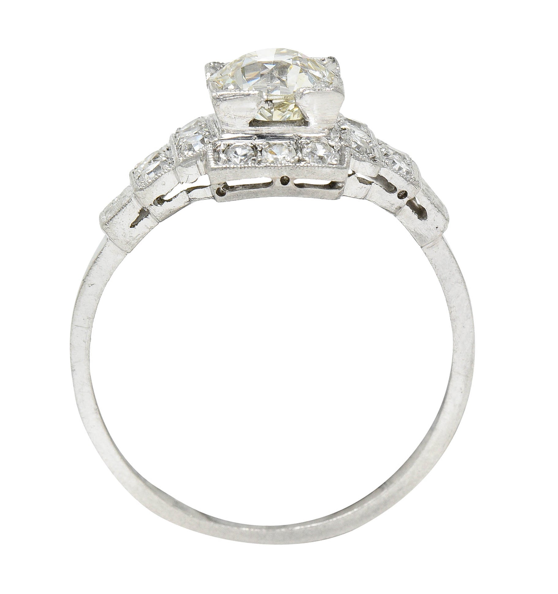 Art Deco 1.62 CTW Diamond Platinum Stepped Engagement RingRing - Wilson's Estate Jewelry