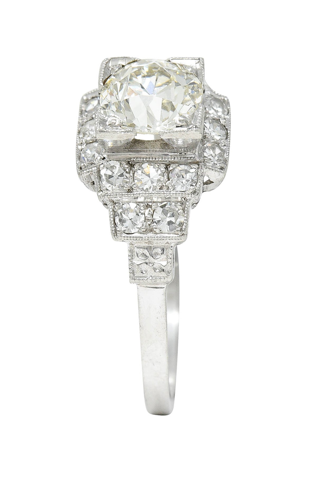 Art Deco 1.62 CTW Diamond Platinum Stepped Engagement RingRing - Wilson's Estate Jewelry