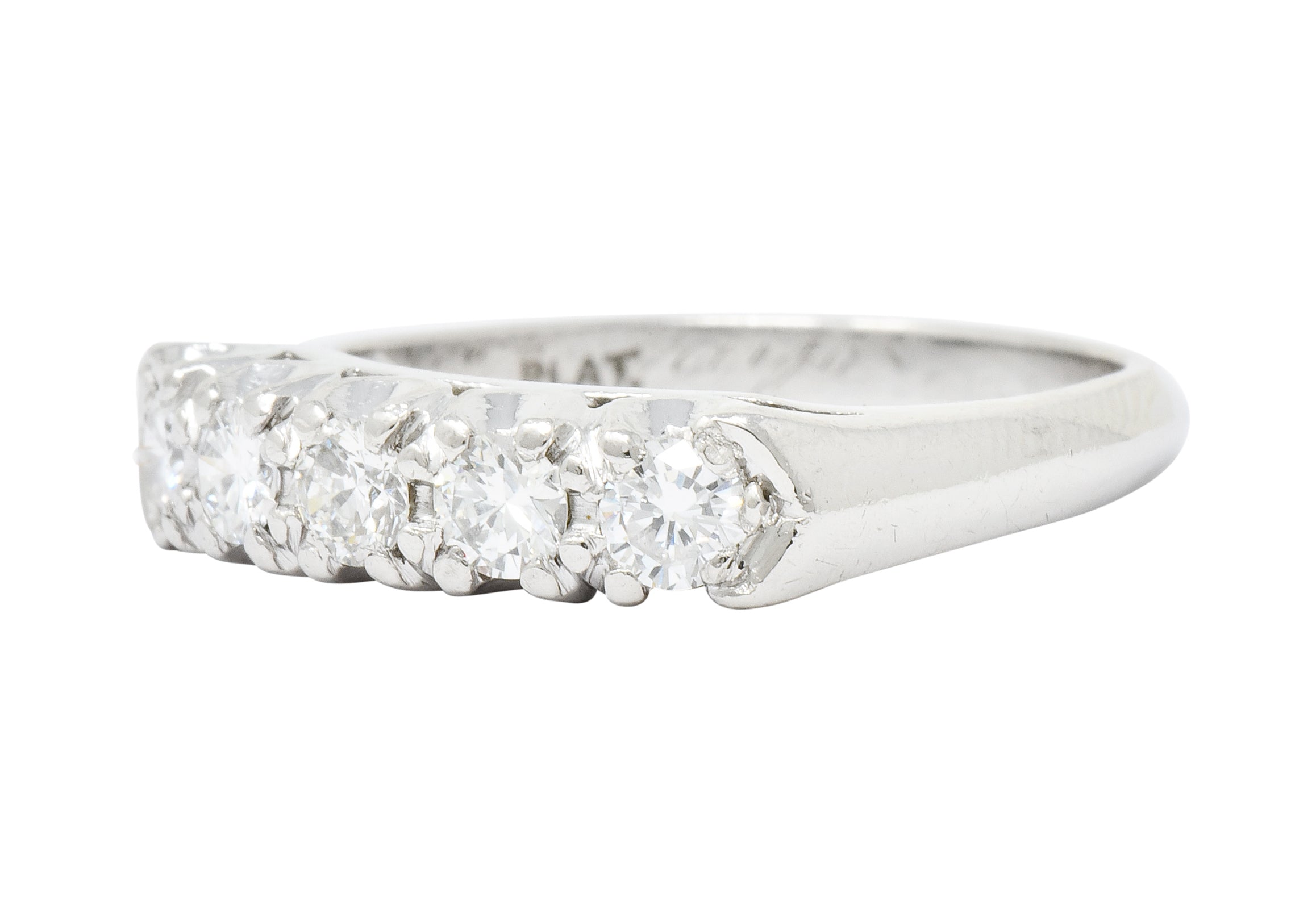 1950's Mid-Century 0.70 CTW Diamond Platinum Five Stone Band Ring - Wilson's Estate Jewelry