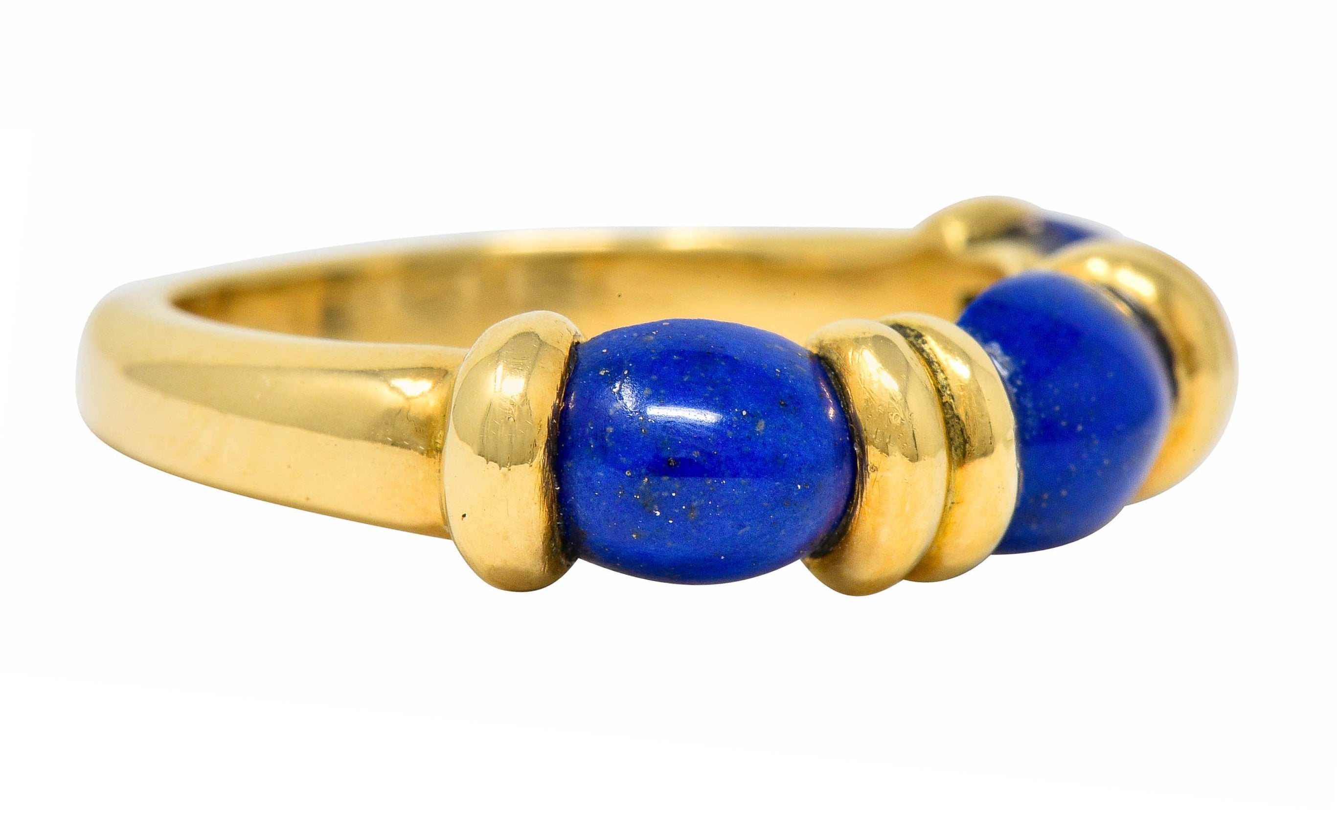 Hermes Paris Contemporary Lapis 18 Karat Gold Stacking Band RingRing - Wilson's Estate Jewelry