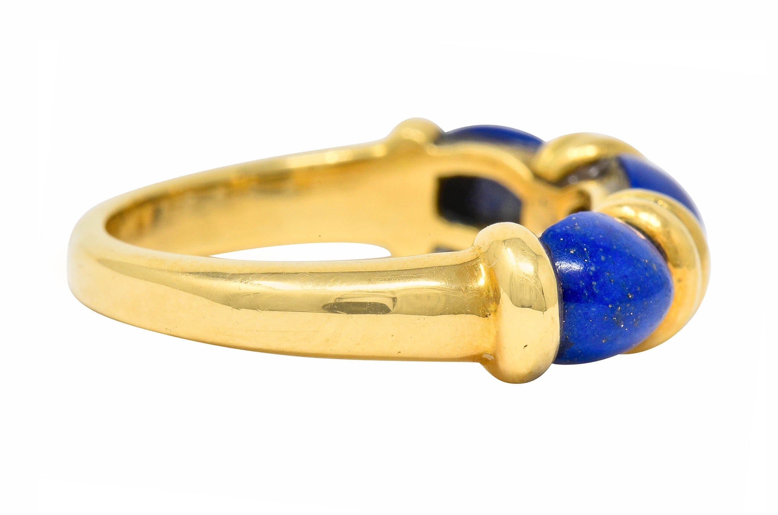 Hermes Paris Contemporary Lapis 18 Karat Gold Stacking Band RingRing - Wilson's Estate Jewelry