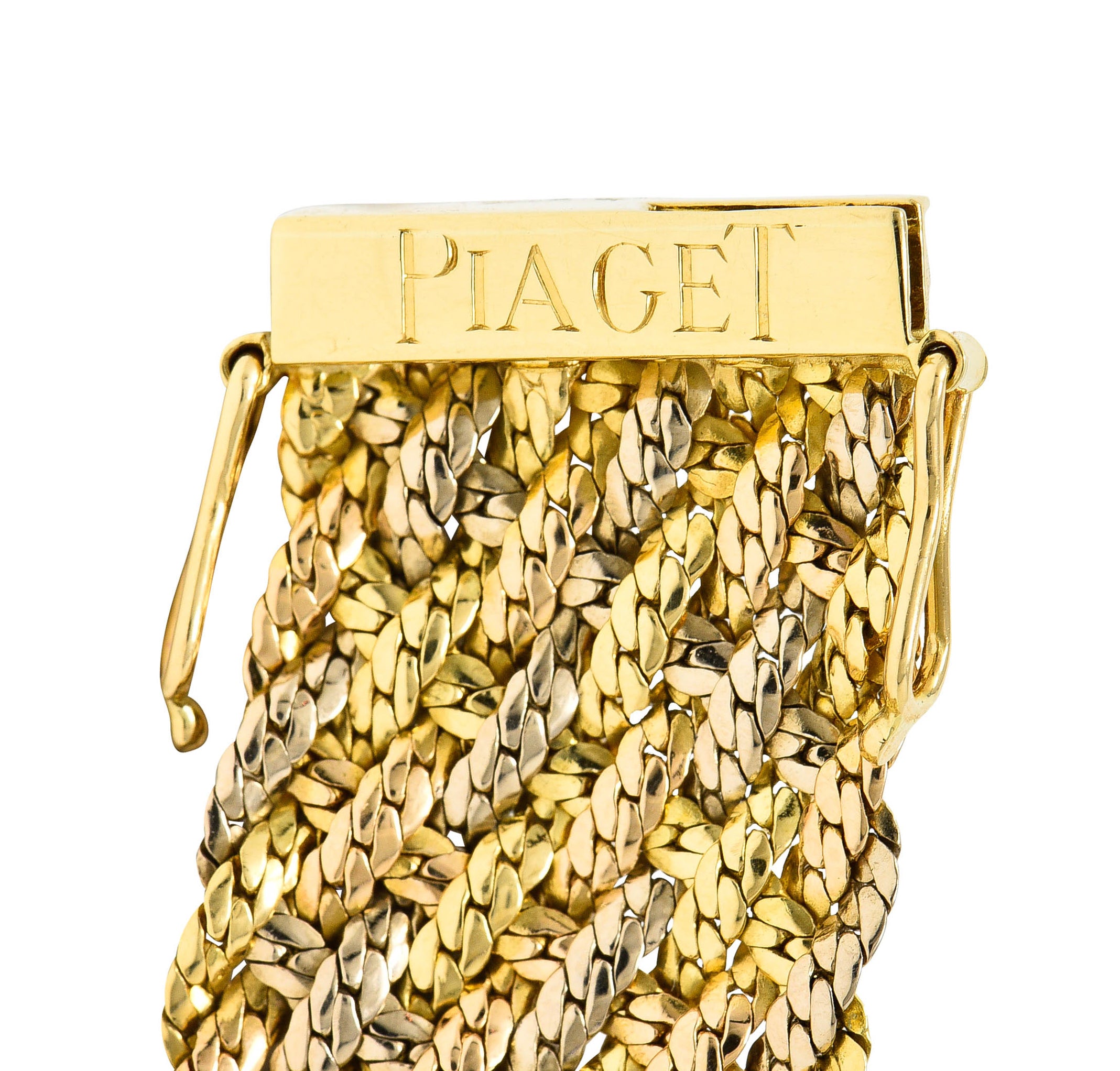 1970's Piaget Vintage 18 Karat Tri-Colored Gold Woven Braceletbracelet - Wilson's Estate Jewelry