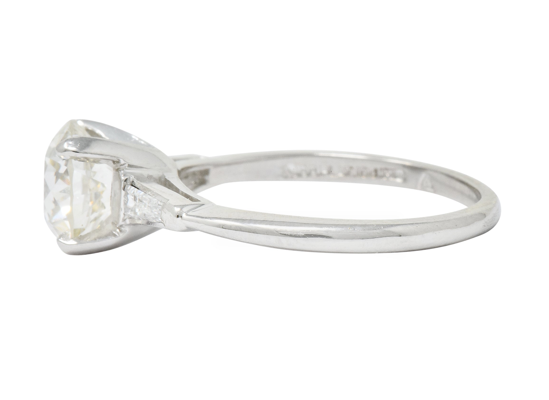 Mid-Century 1.95 CTW Diamond Platinum Engagement Ring GIA Circa 1950 - Wilson's Estate Jewelry