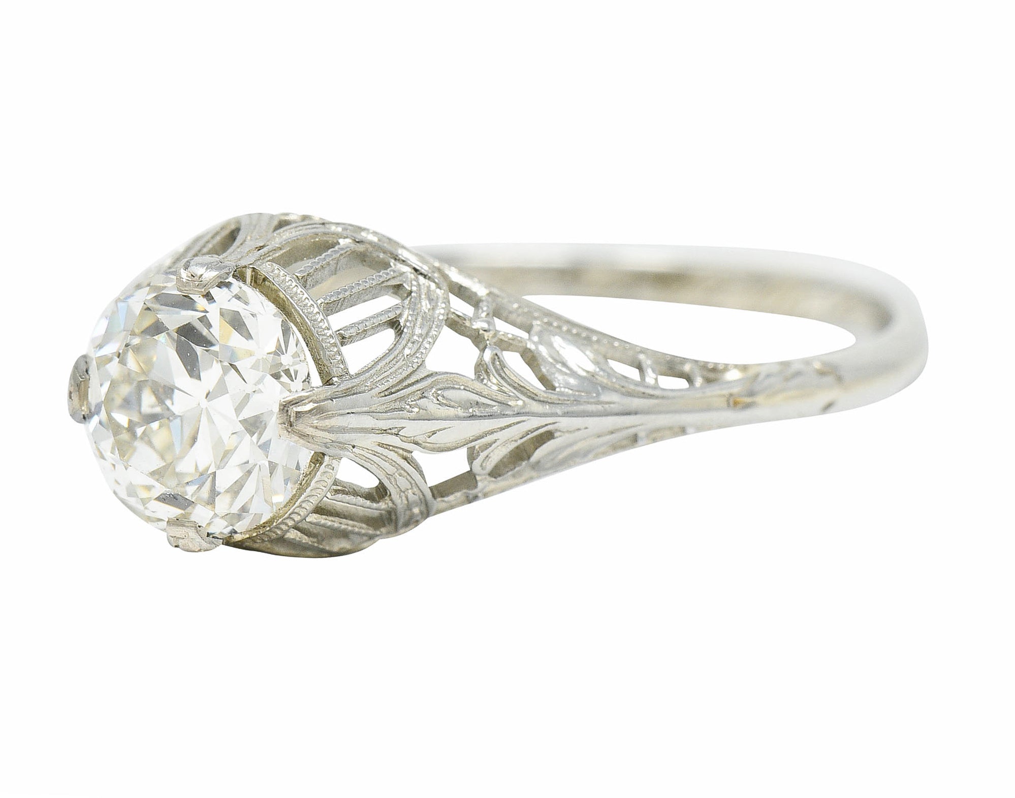 J.R. Wood & Sons Art Deco 1.21 CTW Diamond 18 Karat White Gold Engagement RingRing - Wilson's Estate Jewelry