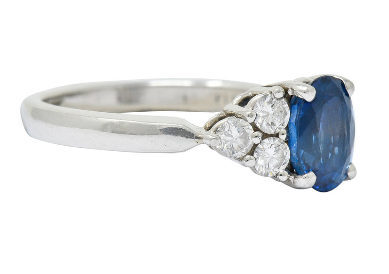 Modern 1.51 CTW Sapphire Diamond Platinum Engagement RingRing - Wilson's Estate Jewelry