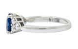 Modern 1.51 CTW Sapphire Diamond Platinum Engagement RingRing - Wilson's Estate Jewelry