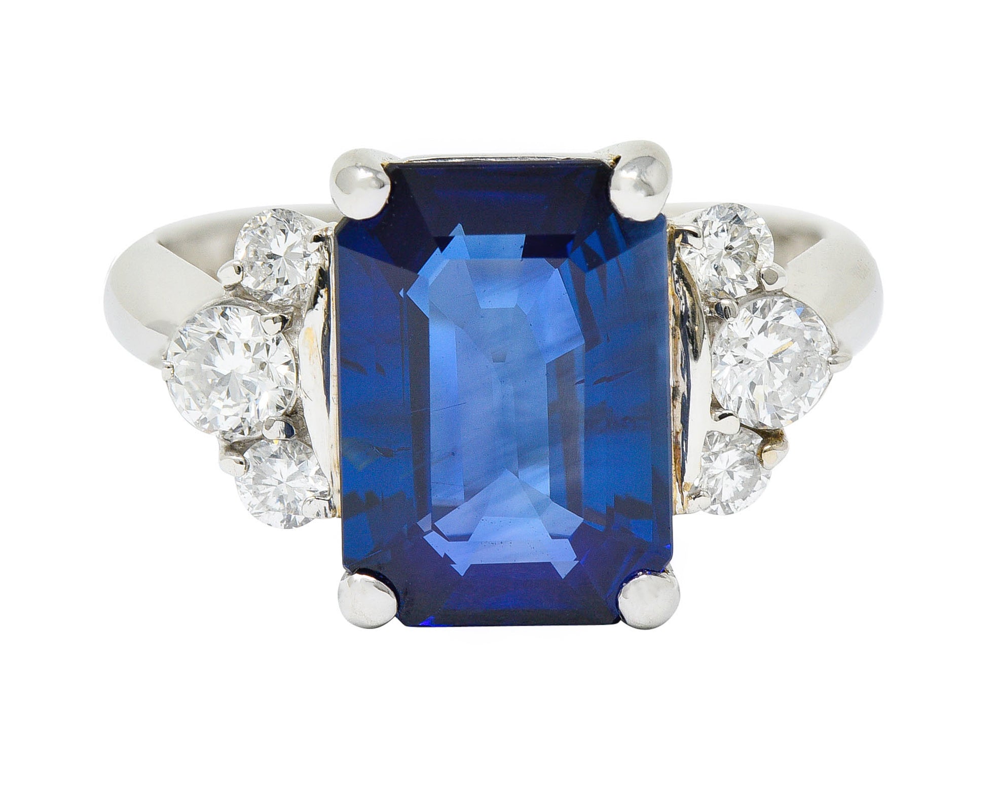 4.96 CTW Sapphire Diamond Platinum Gemstone Ring GIARing - Wilson's Estate Jewelry