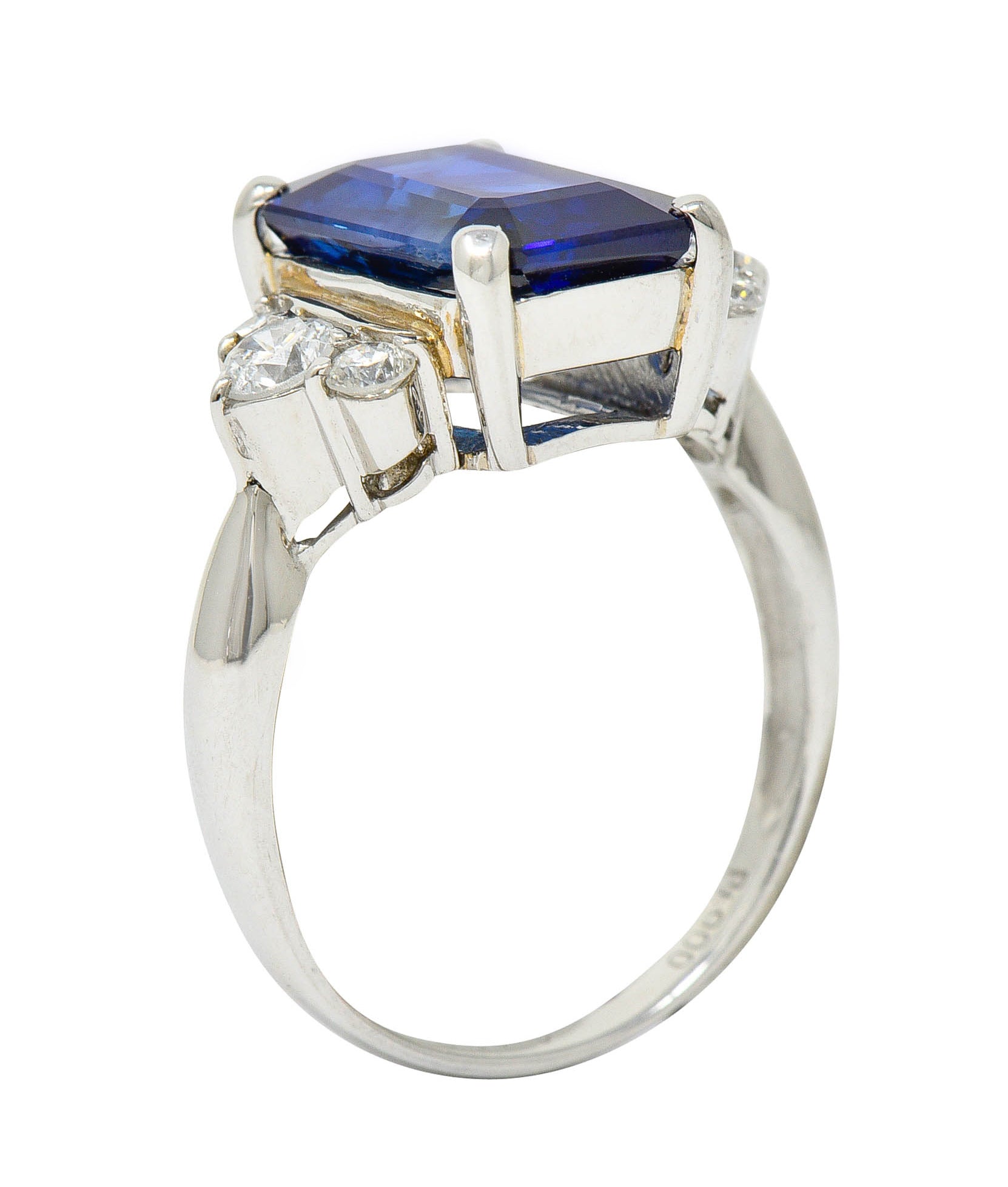 4.96 CTW Sapphire Diamond Platinum Gemstone Ring GIARing - Wilson's Estate Jewelry