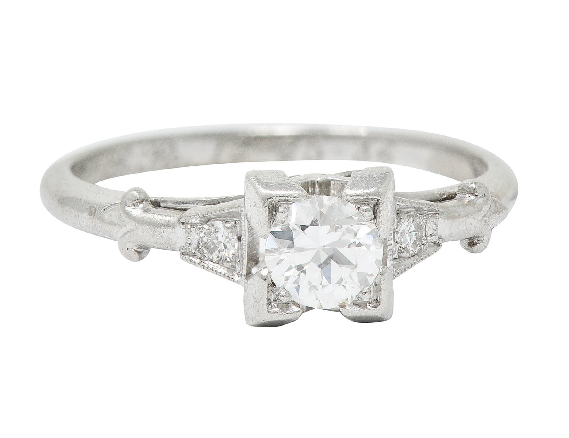 W.W. Fulmer & Co. 0.32 CTW Diamond Platinum Fleur-De-Lis Engagement RingRing - Wilson's Estate Jewelry