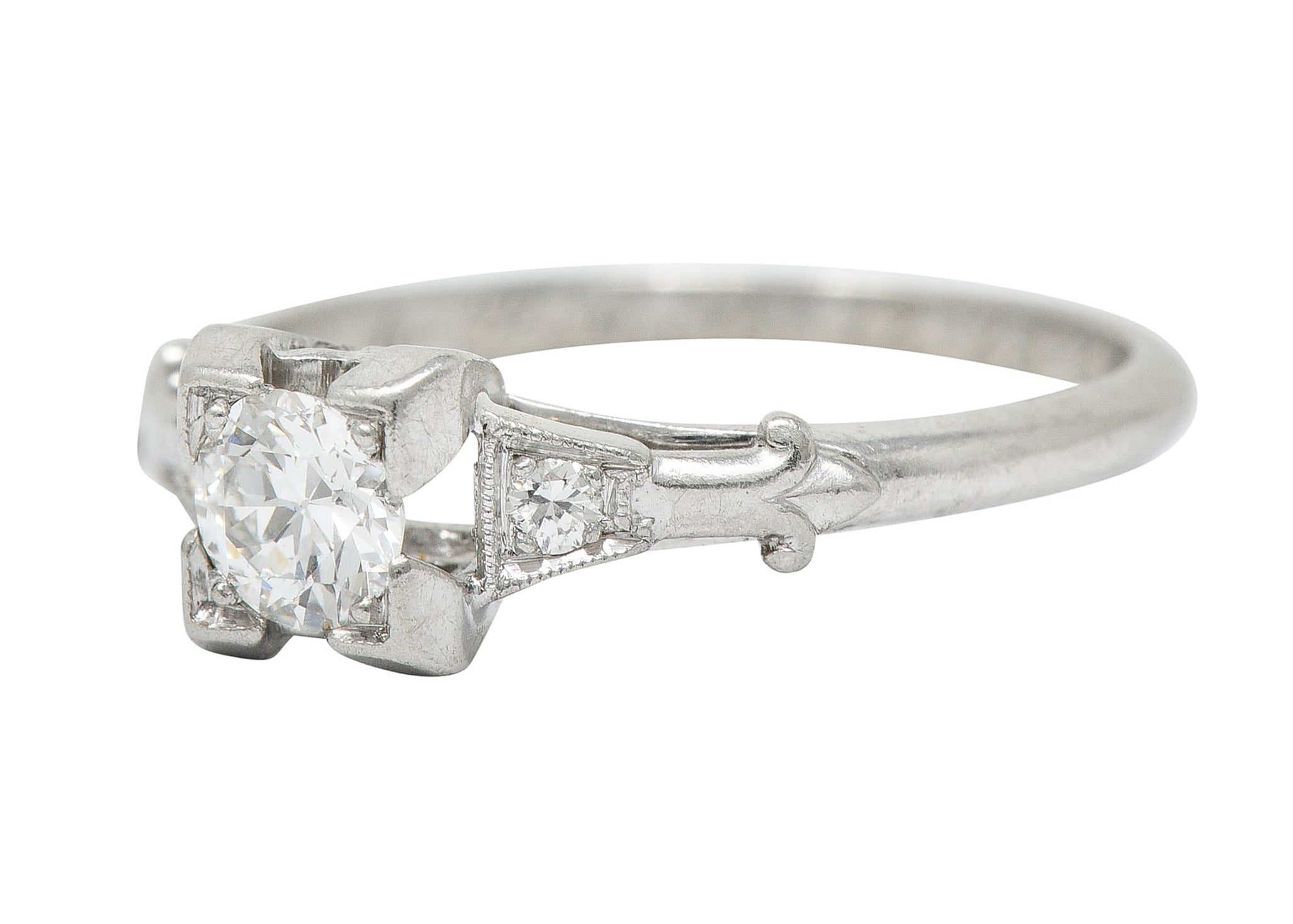 W.W. Fulmer & Co. 0.32 CTW Diamond Platinum Fleur-De-Lis Engagement RingRing - Wilson's Estate Jewelry