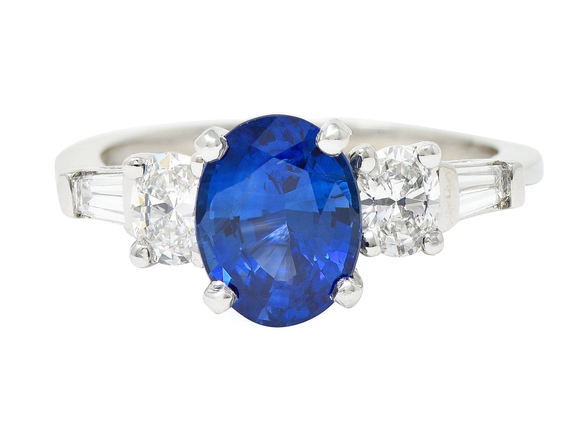 Contemporary 3.35 CTW Sapphire Diamond Platinum RingRing - Wilson's Estate Jewelry