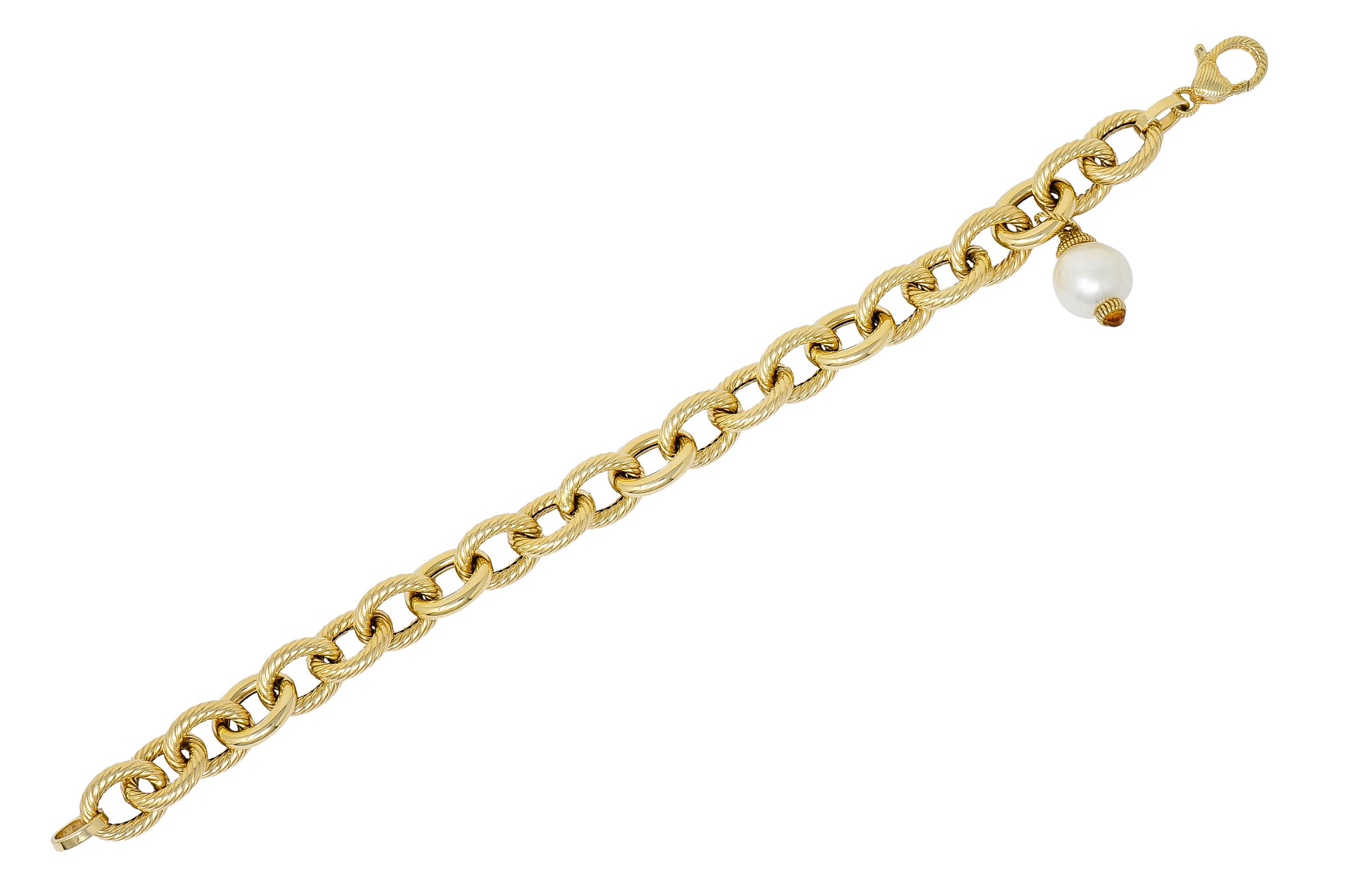 Judith Ripka Cultured Pearl Citrine 14 Karat Gold Charm Braceletbracelet - Wilson's Estate Jewelry