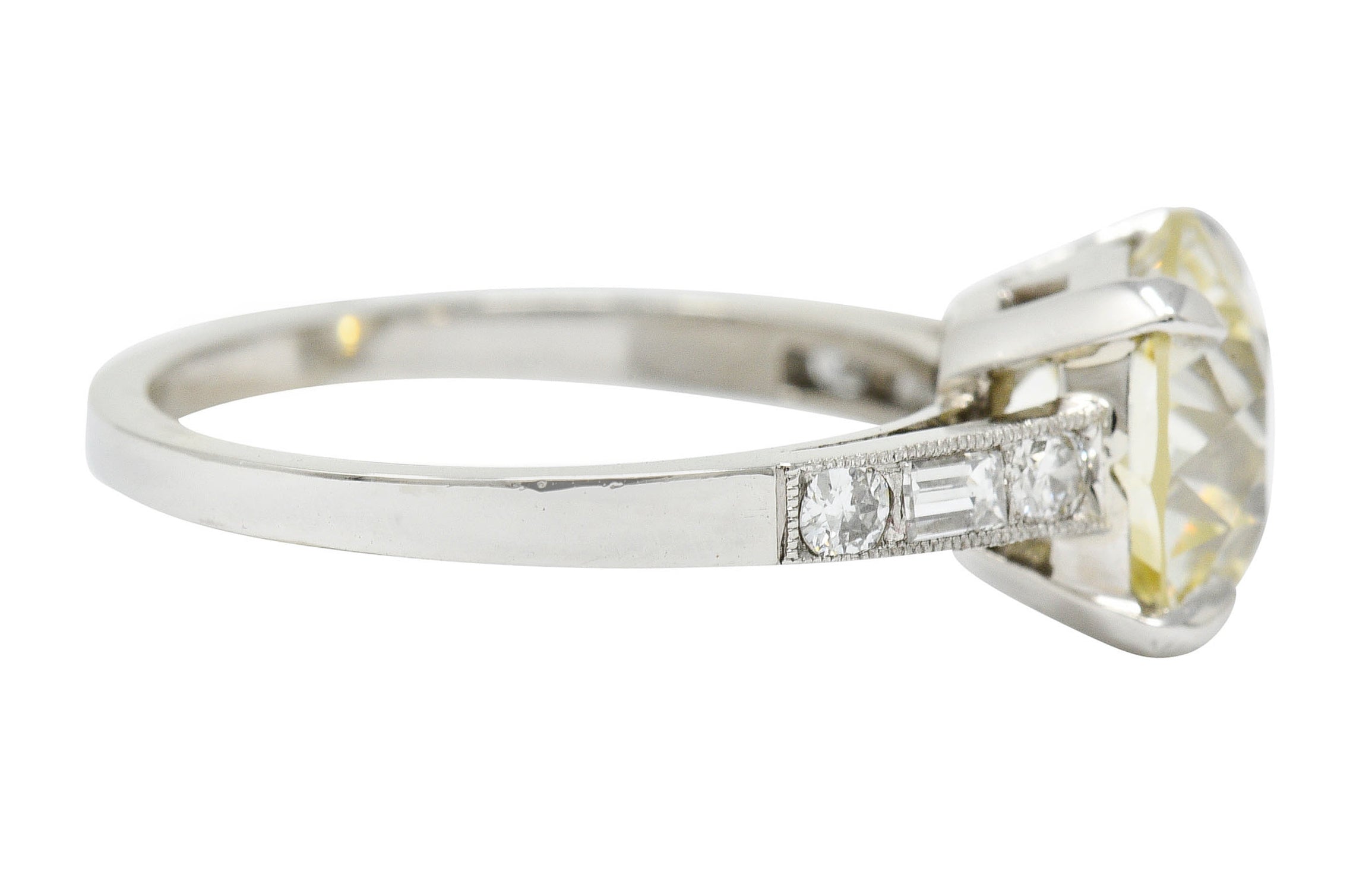 1930's Art Deco 3.20 CTW Diamond Platinum Engagement Ring GIARing - Wilson's Estate Jewelry