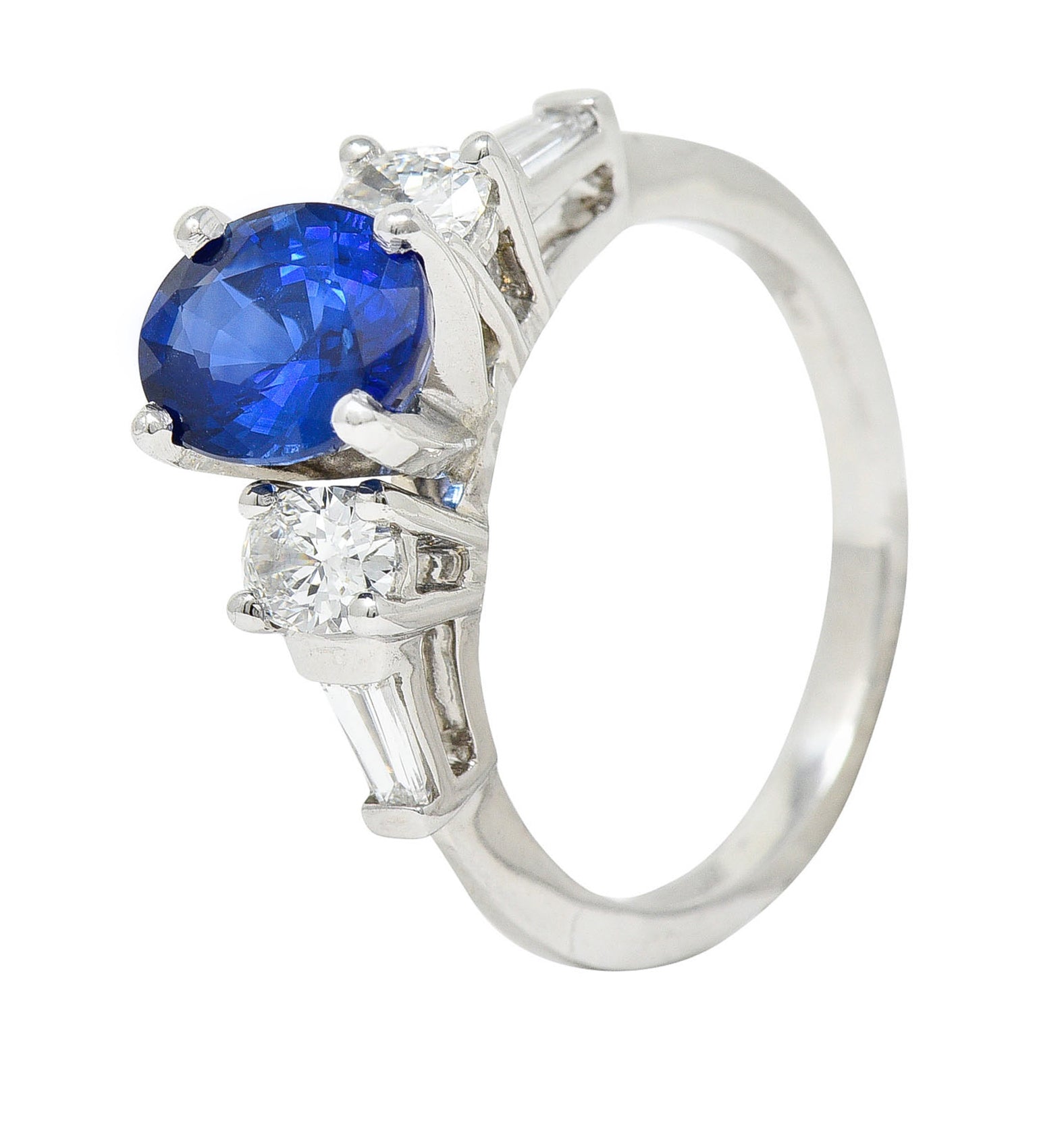 Contemporary 3.35 CTW Sapphire Diamond Platinum RingRing - Wilson's Estate Jewelry