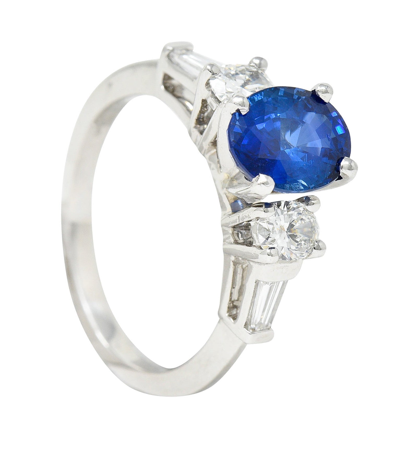 Contemporary 3.35 CTW Sapphire Diamond Platinum RingRing - Wilson's Estate Jewelry