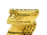 Franklin Mint Sapphire Diamond Enamel 18 Karat Gold American Unisex Flag BroochBrooch - Wilson's Estate Jewelry