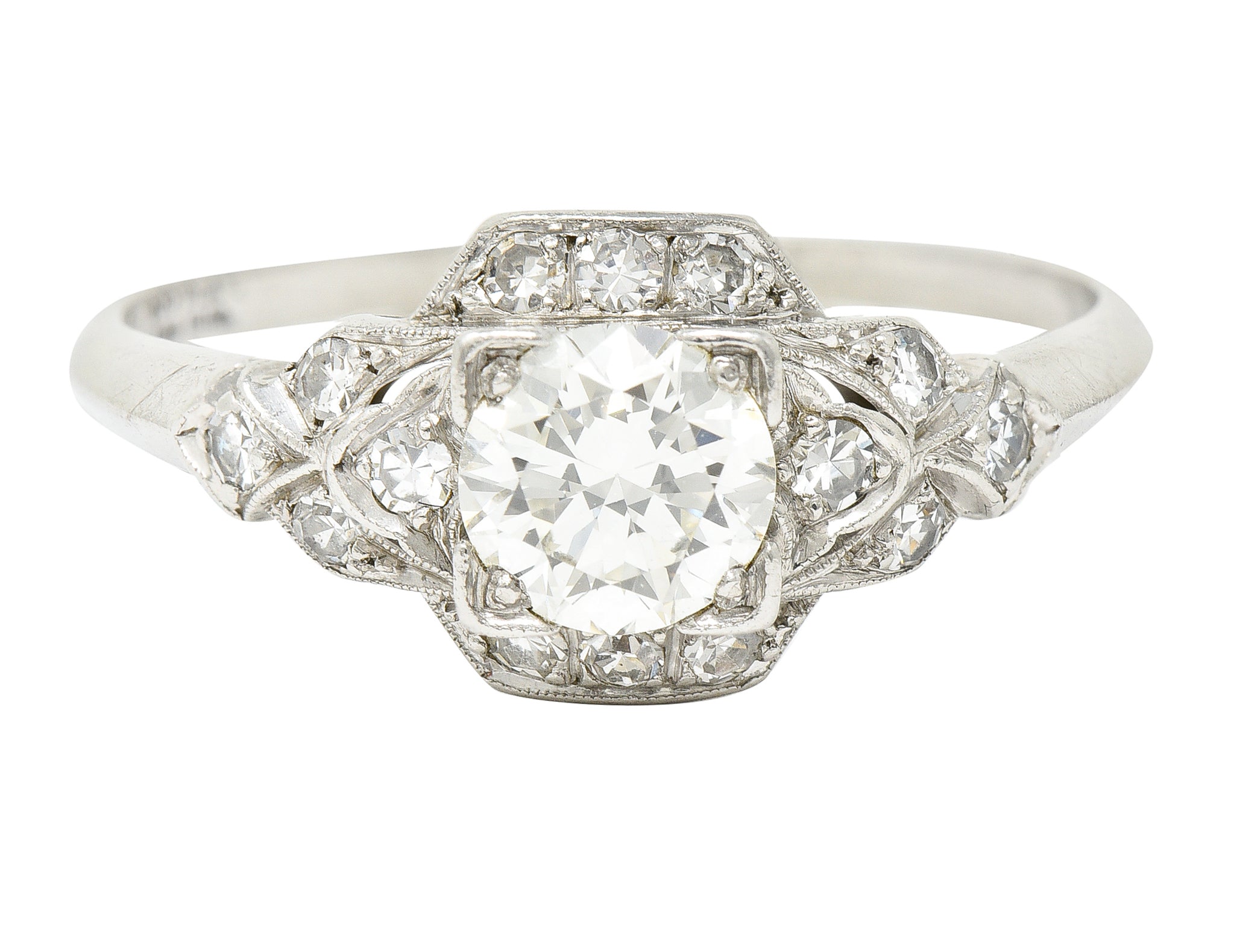 Art Deco 0.76 CTW Old European Cut Diamond Platinum Engagement Ring Wilson's Estate Jewelry