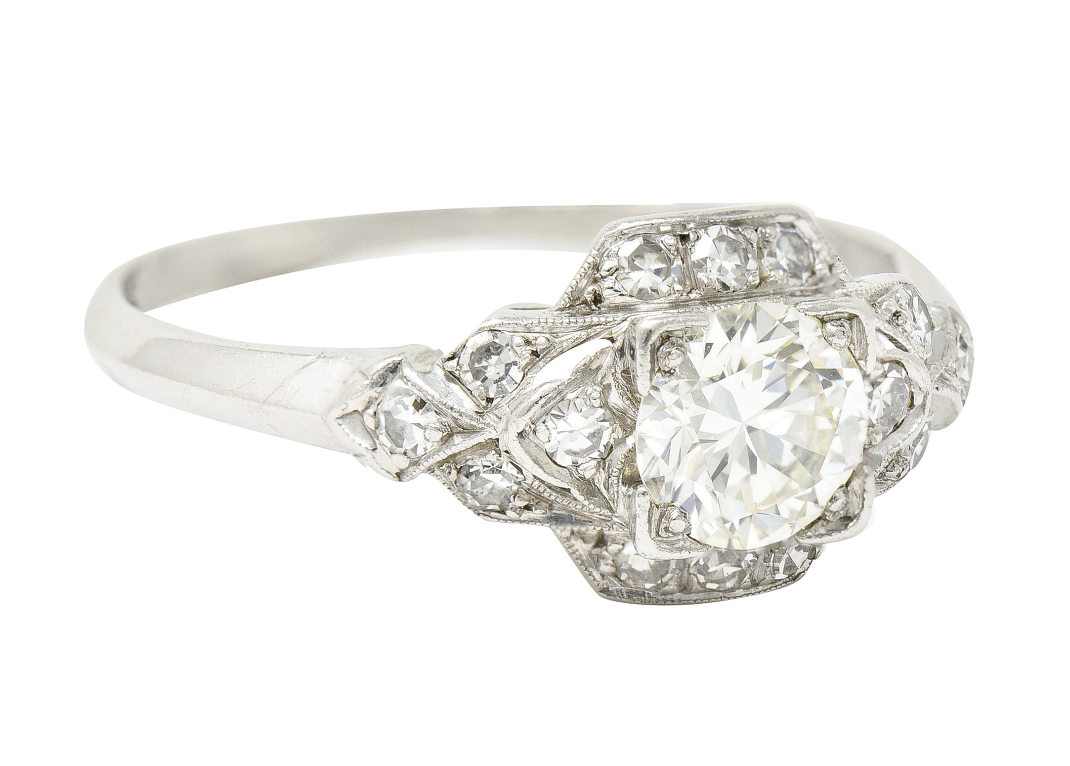 Art Deco 0.76 CTW Old European Cut Diamond Platinum Engagement Ring Wilson's Estate Jewelry