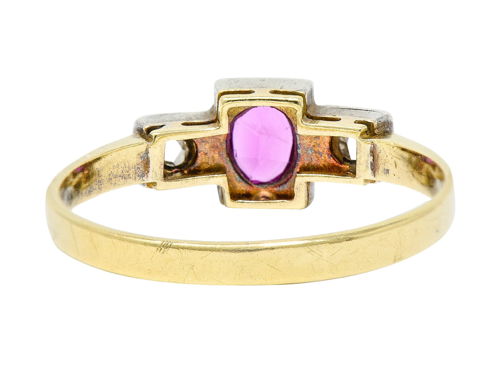 Victorian 0.60 CTW Ruby Diamond Platinum-Topped 18 Karat Gold RingRing - Wilson's Estate Jewelry