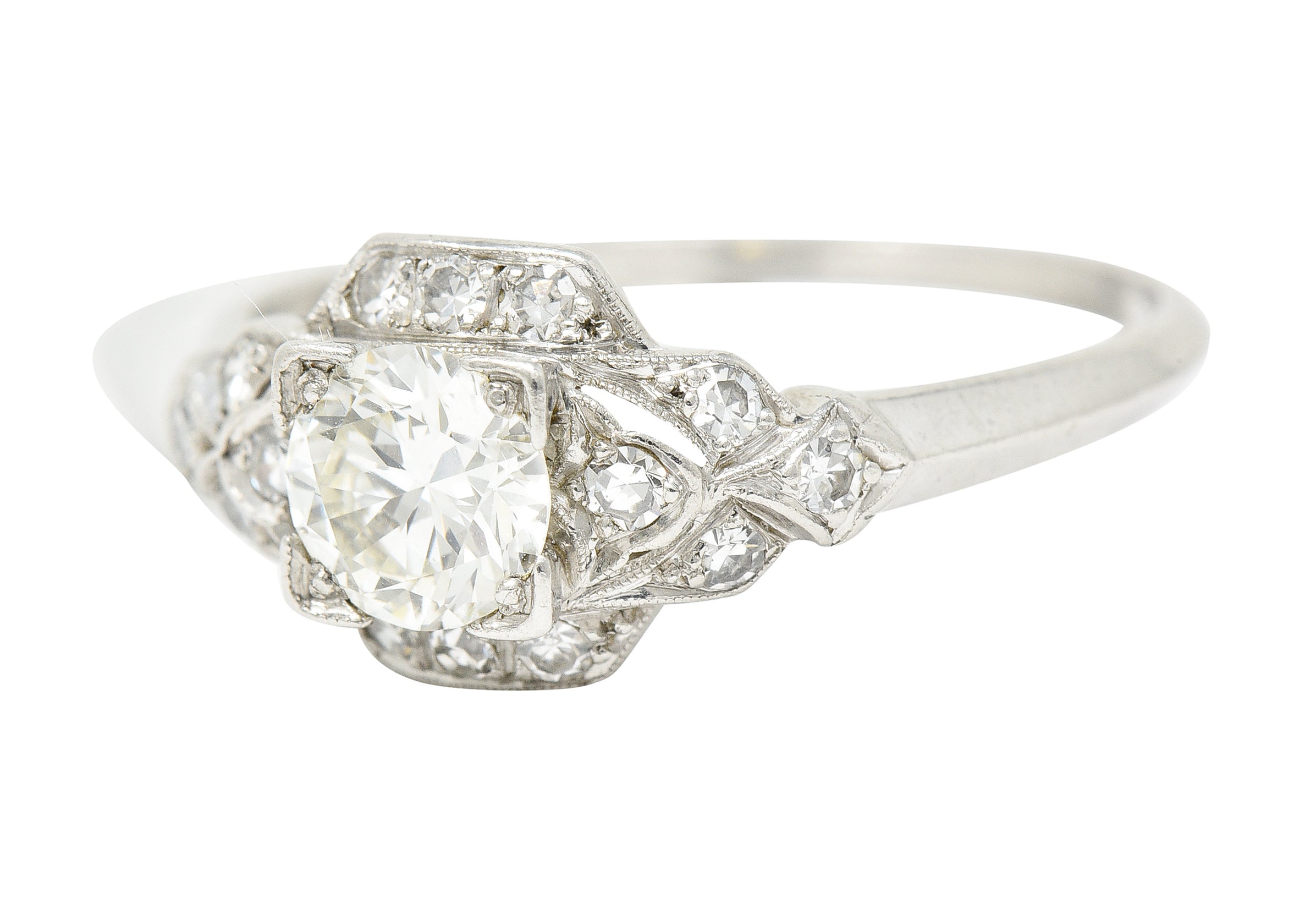 Art Deco 0.76 CTW Old European Cut Diamond Platinum Engagement Ring Wilson's Estate Jewelry