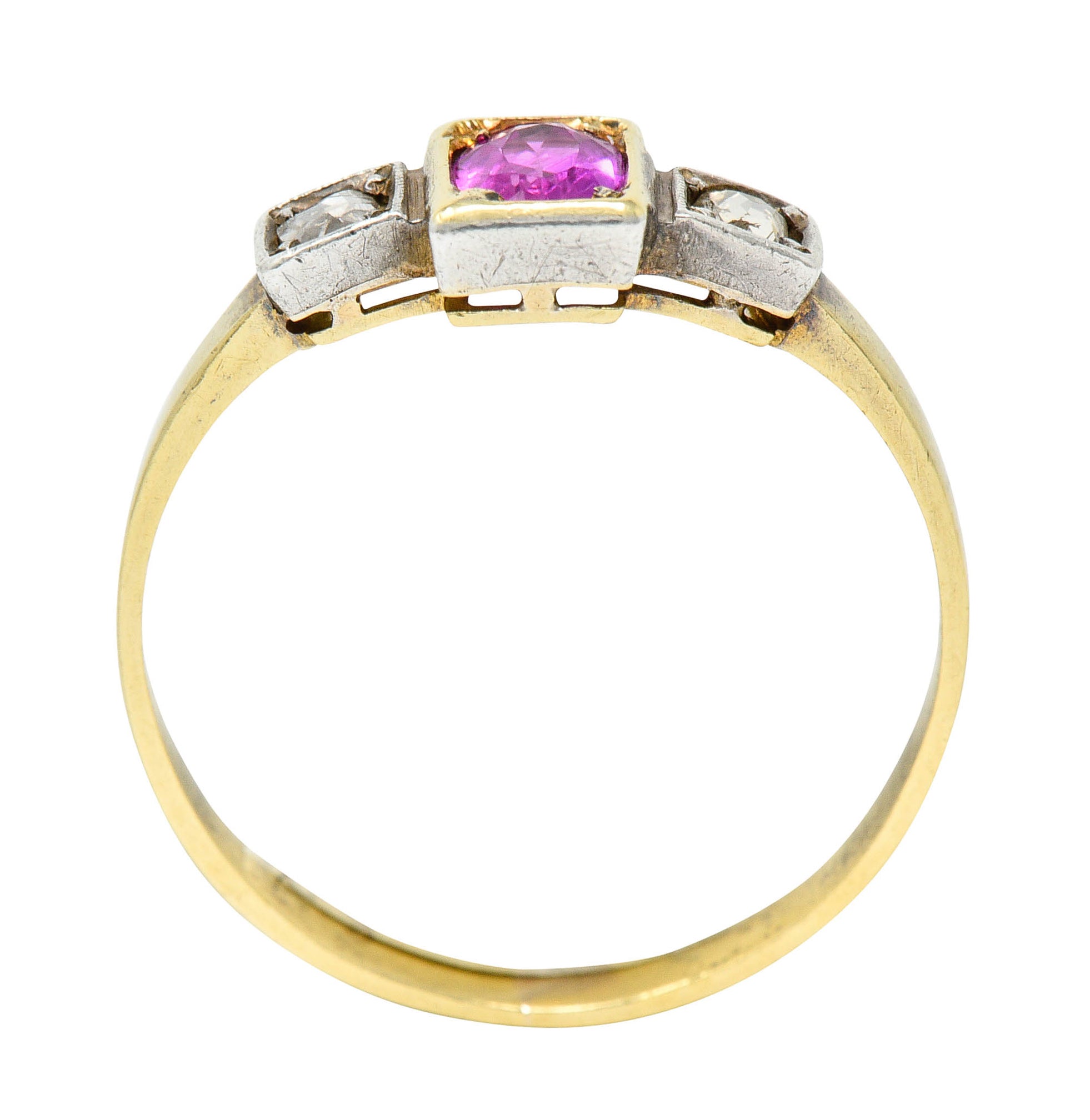 Victorian 0.60 CTW Ruby Diamond Platinum-Topped 18 Karat Gold RingRing - Wilson's Estate Jewelry