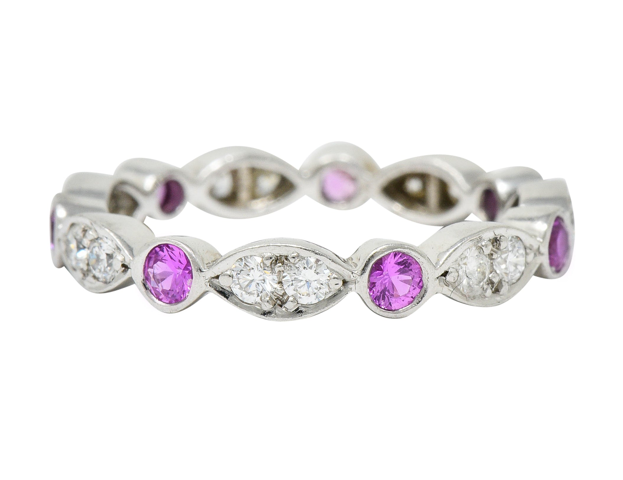 Tiffany & Co. Diamond Pink Sapphire Platinum Tiffany Jazz Band RingRing - Wilson's Estate Jewelry