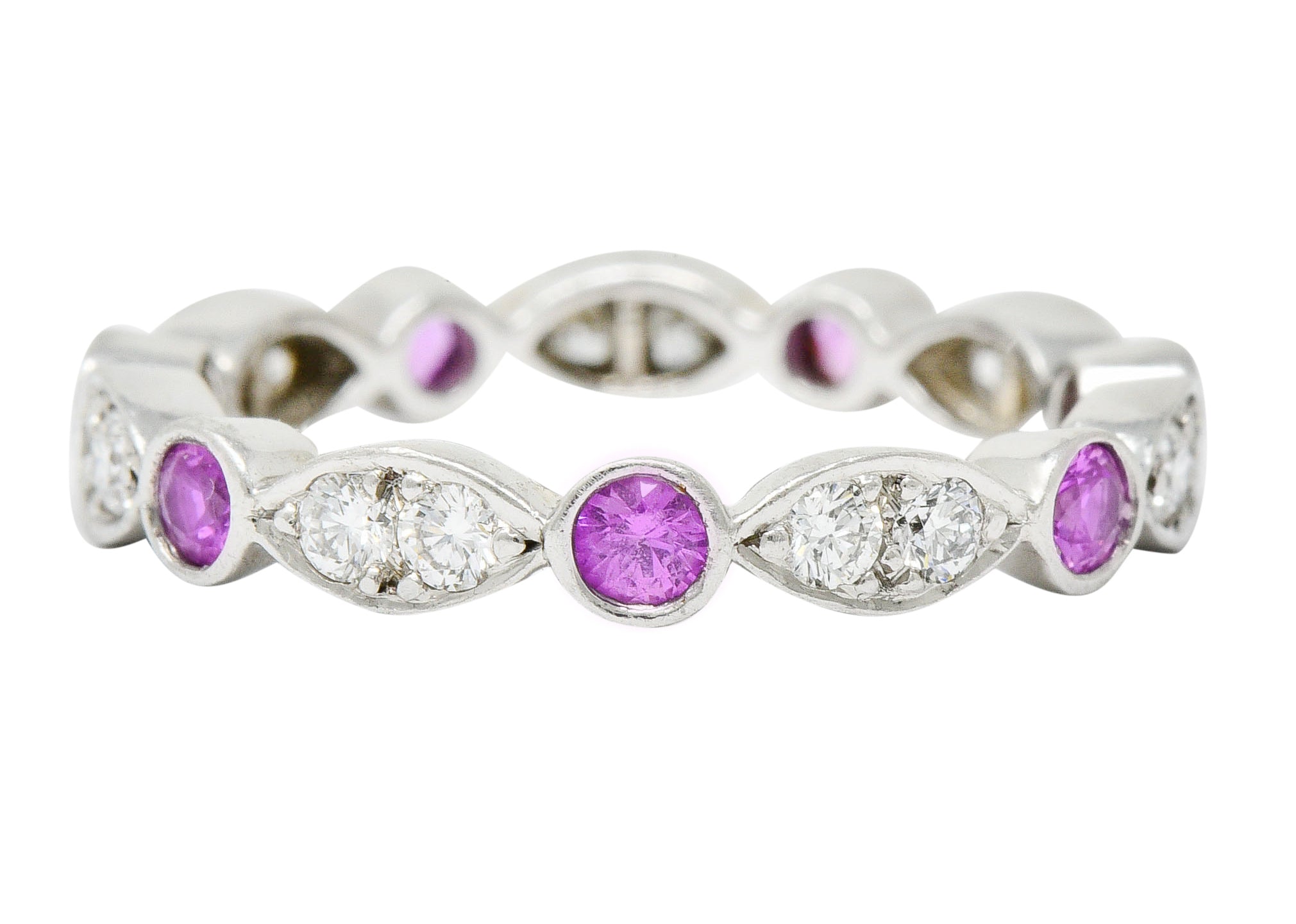 Tiffany & Co. Diamond Pink Sapphire Platinum Tiffany Jazz Band RingRing - Wilson's Estate Jewelry